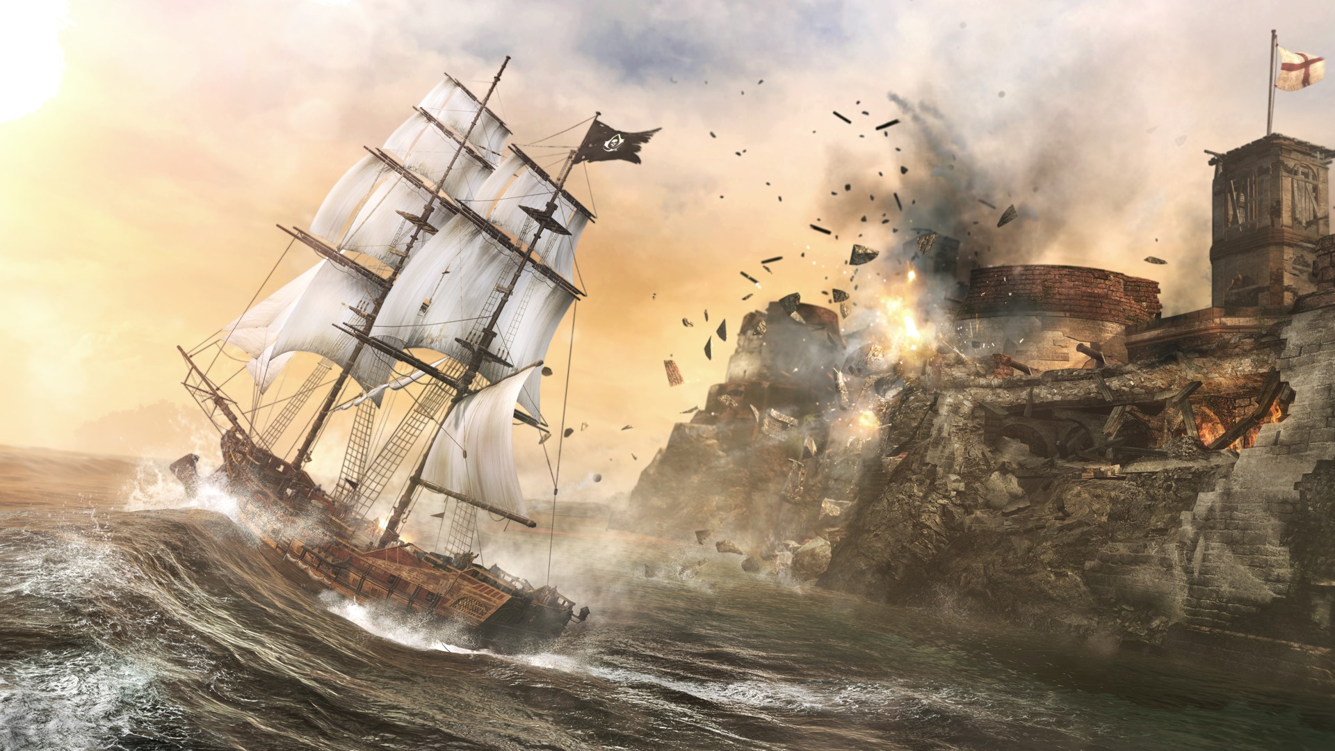 Assassin's Creed 4: Black Flag ship battle HD Wallpaper