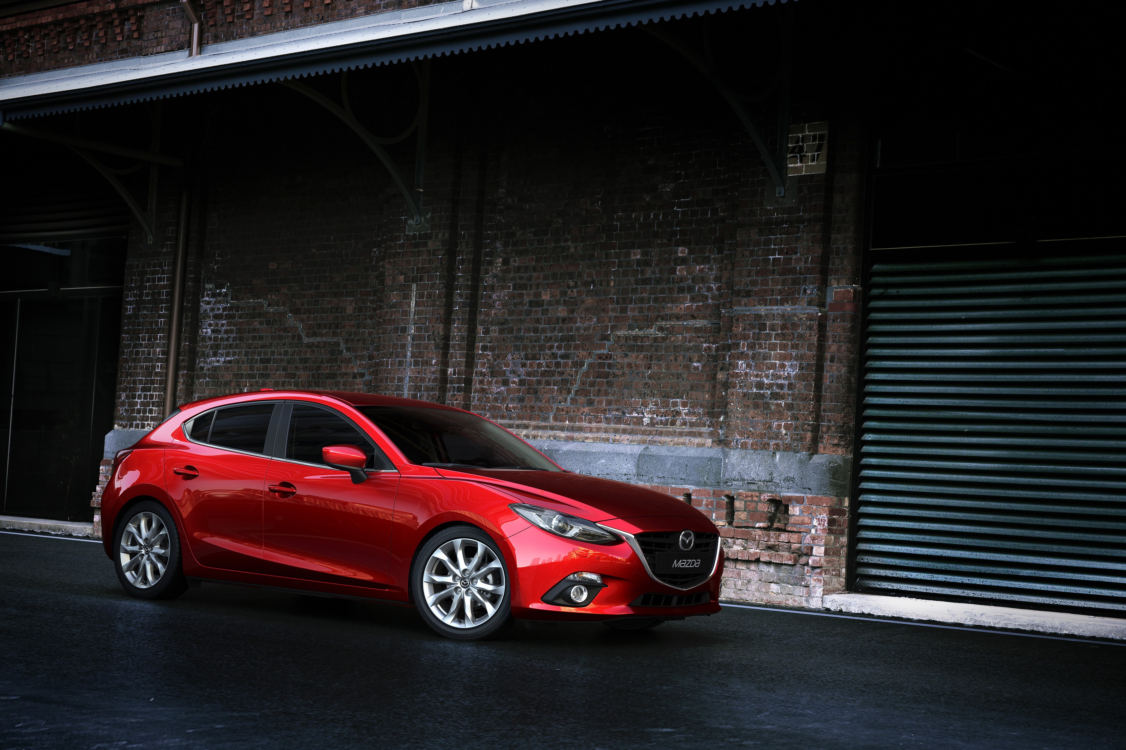 Red Mazda 3 Hatchback HD Wallpaper