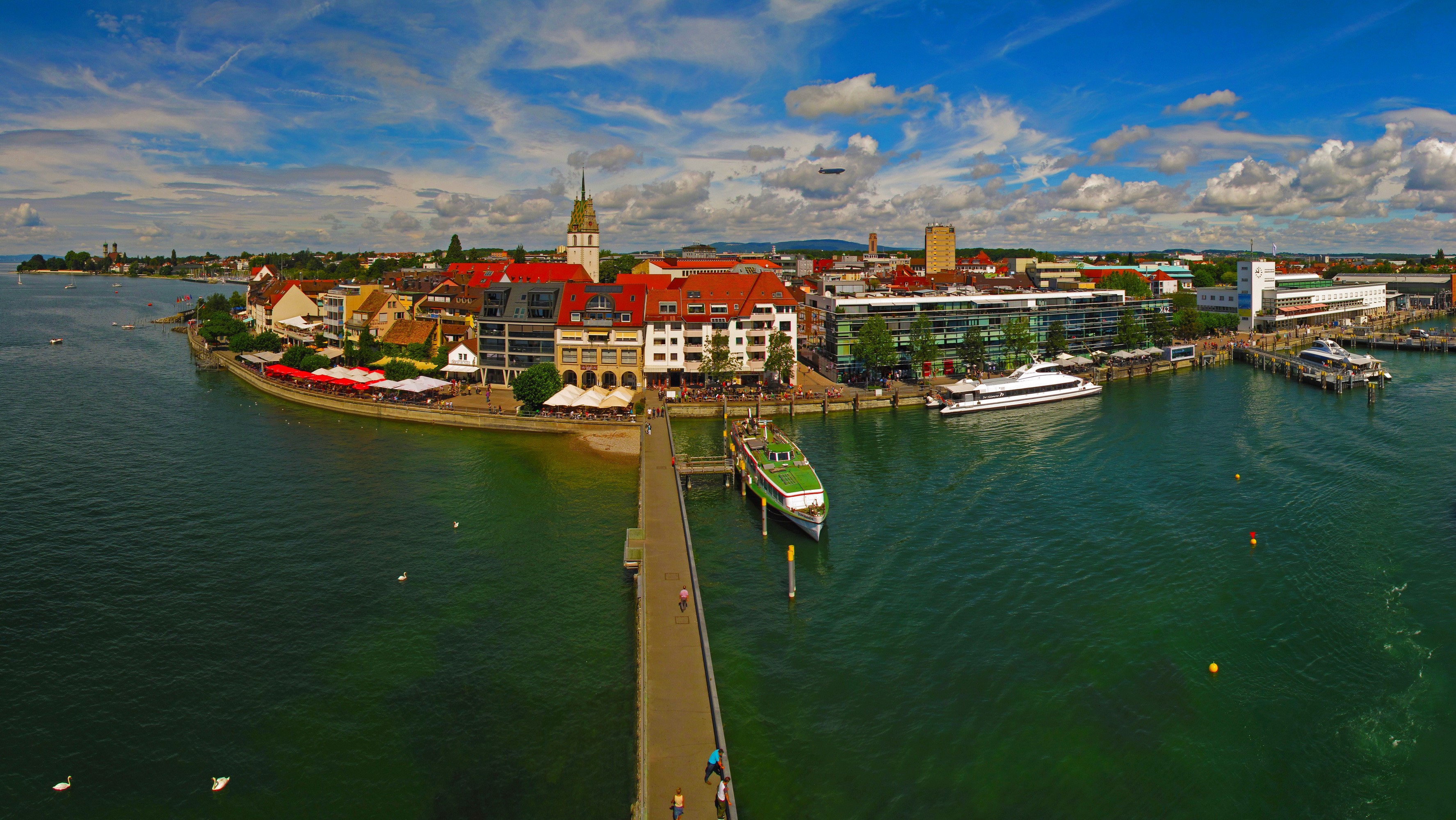 Friedrichshafen cityscape with harbor and lake HD Wallpaper