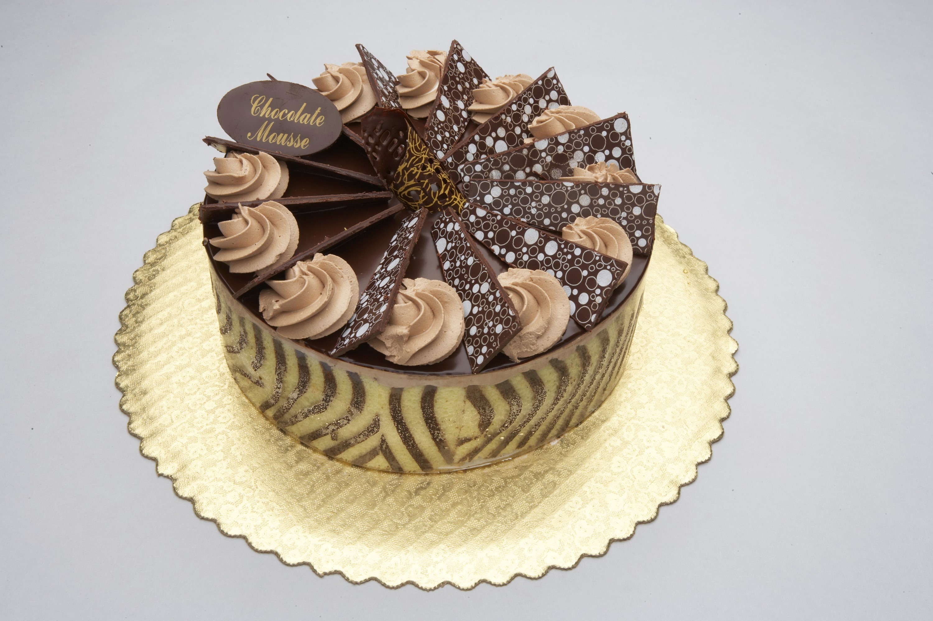 Chocolate Mousse Cake with Chocolate Decorations HD Wallpaper