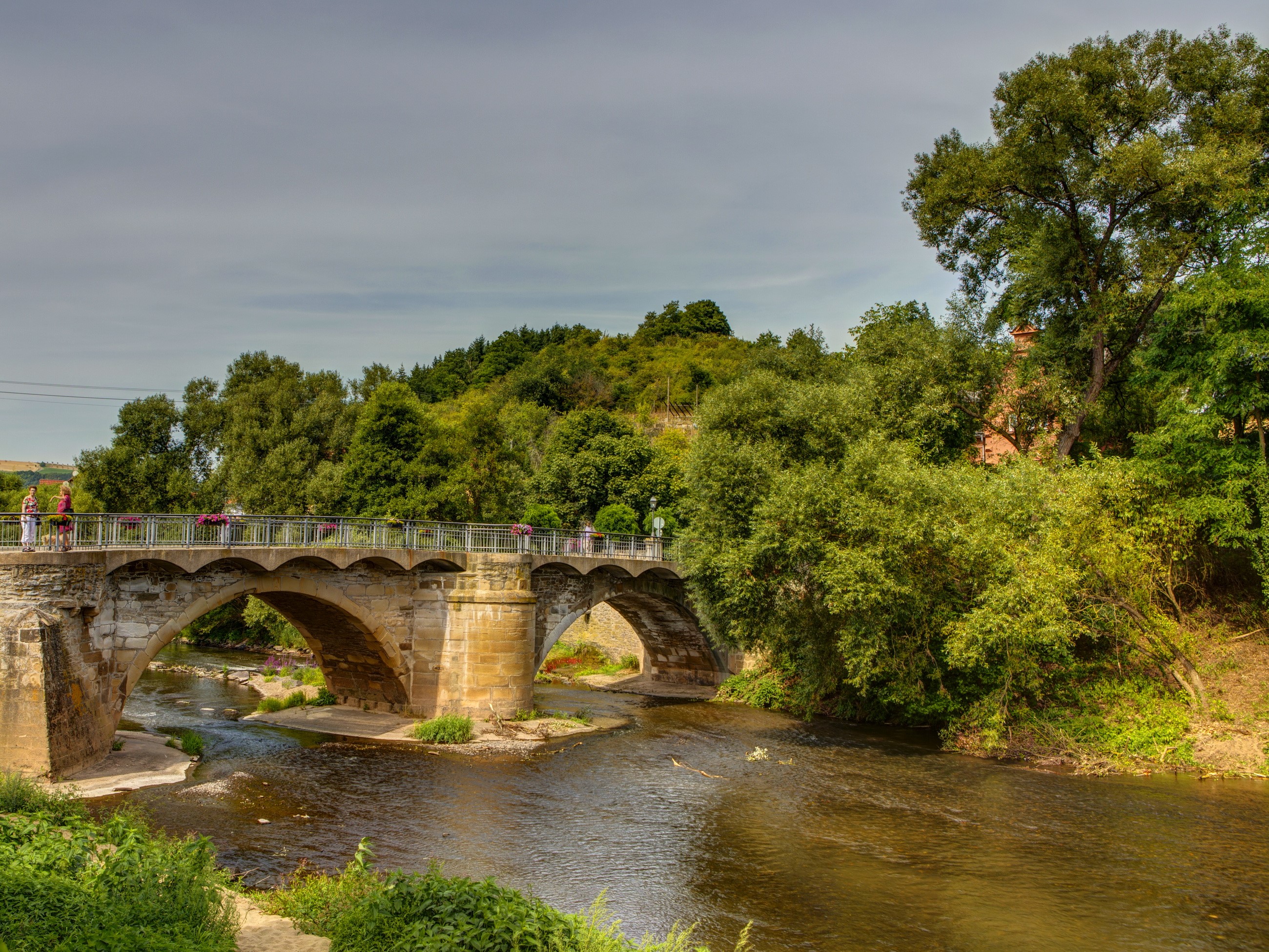 Stone bridge over a river in Meisenheim, Germany HD Wallpaper