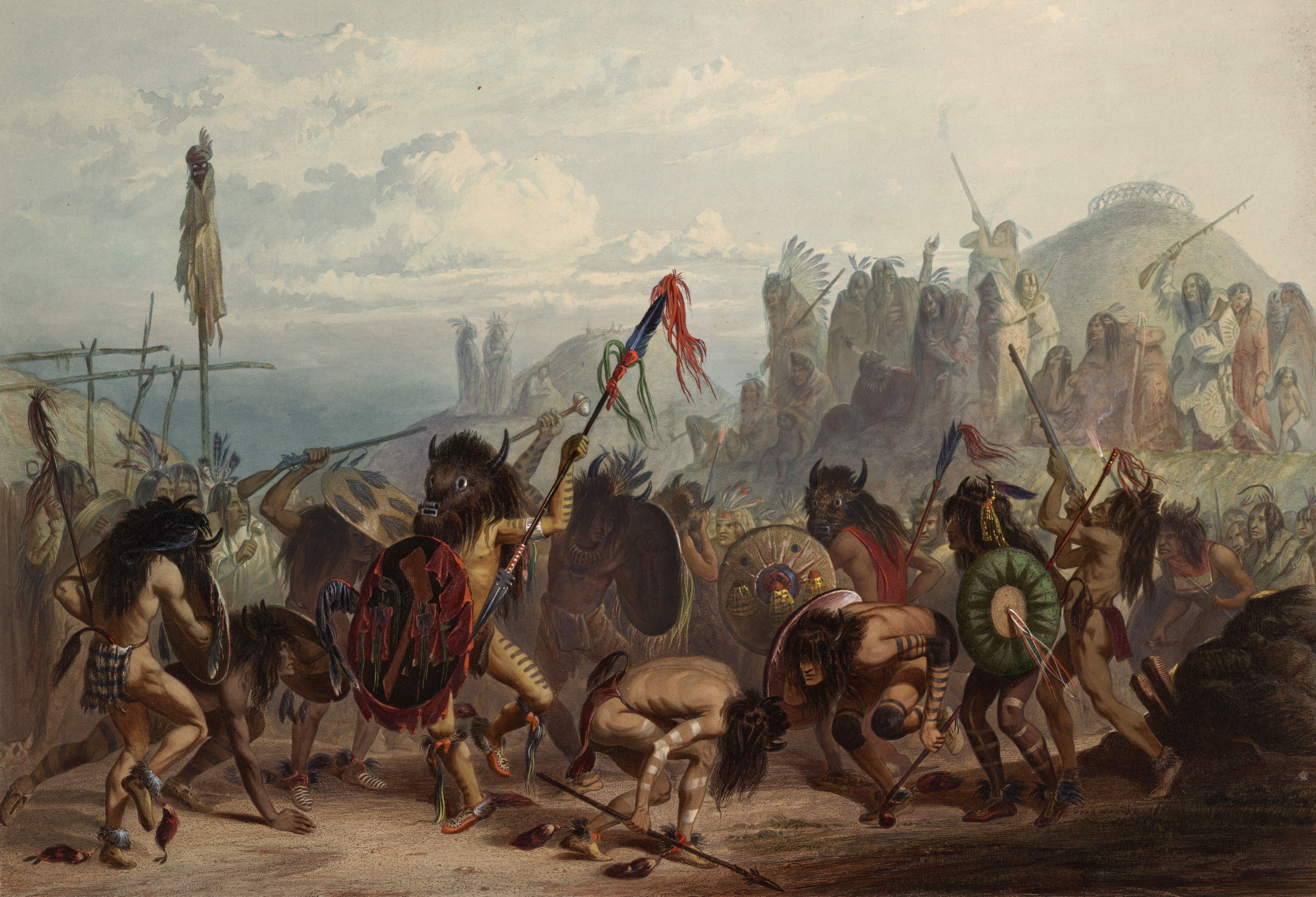 Karl Bodmer's painting of Native American ceremony HD Wallpaper