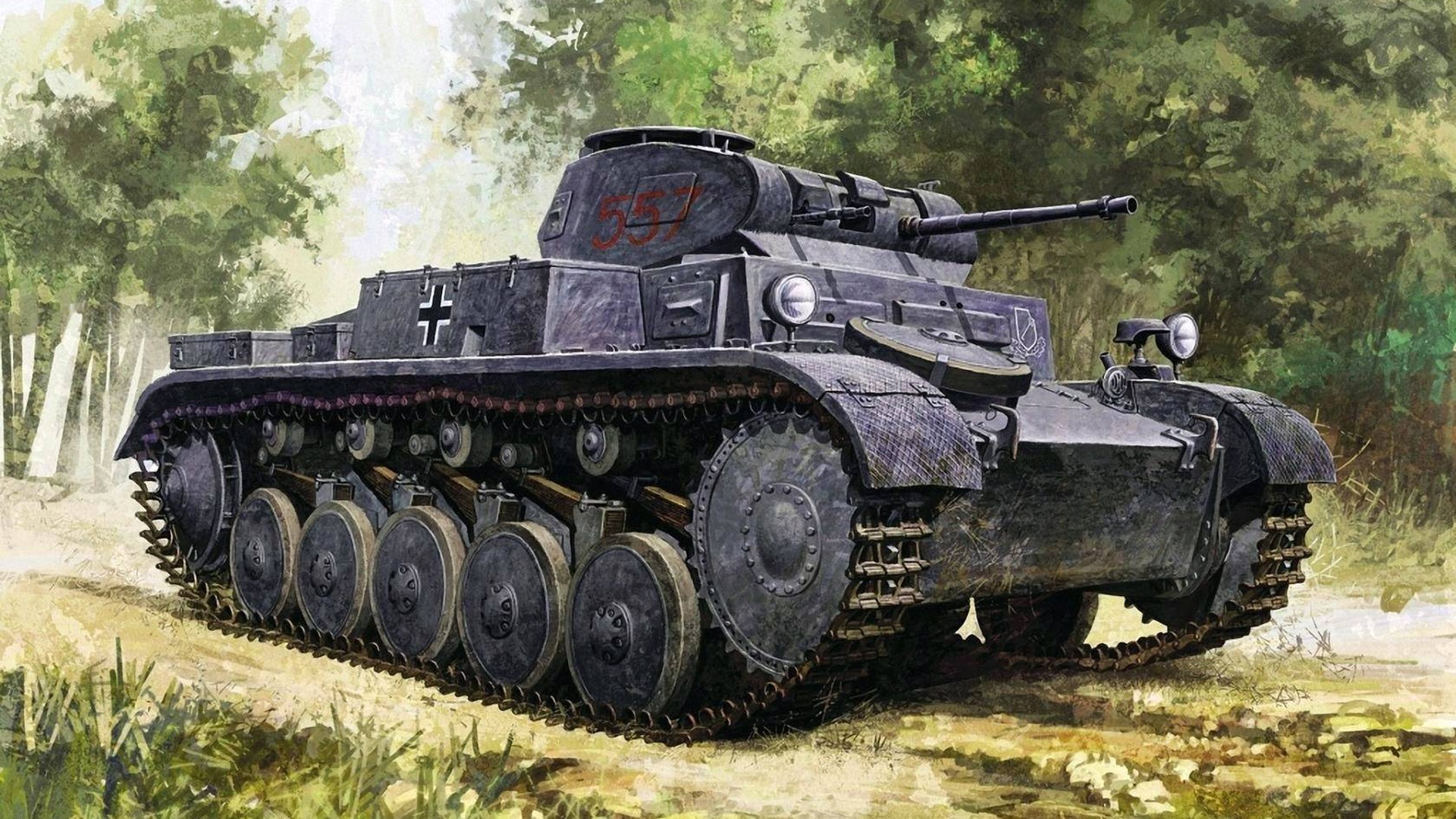 German Panzer III tank in a forest setting HD Wallpaper
