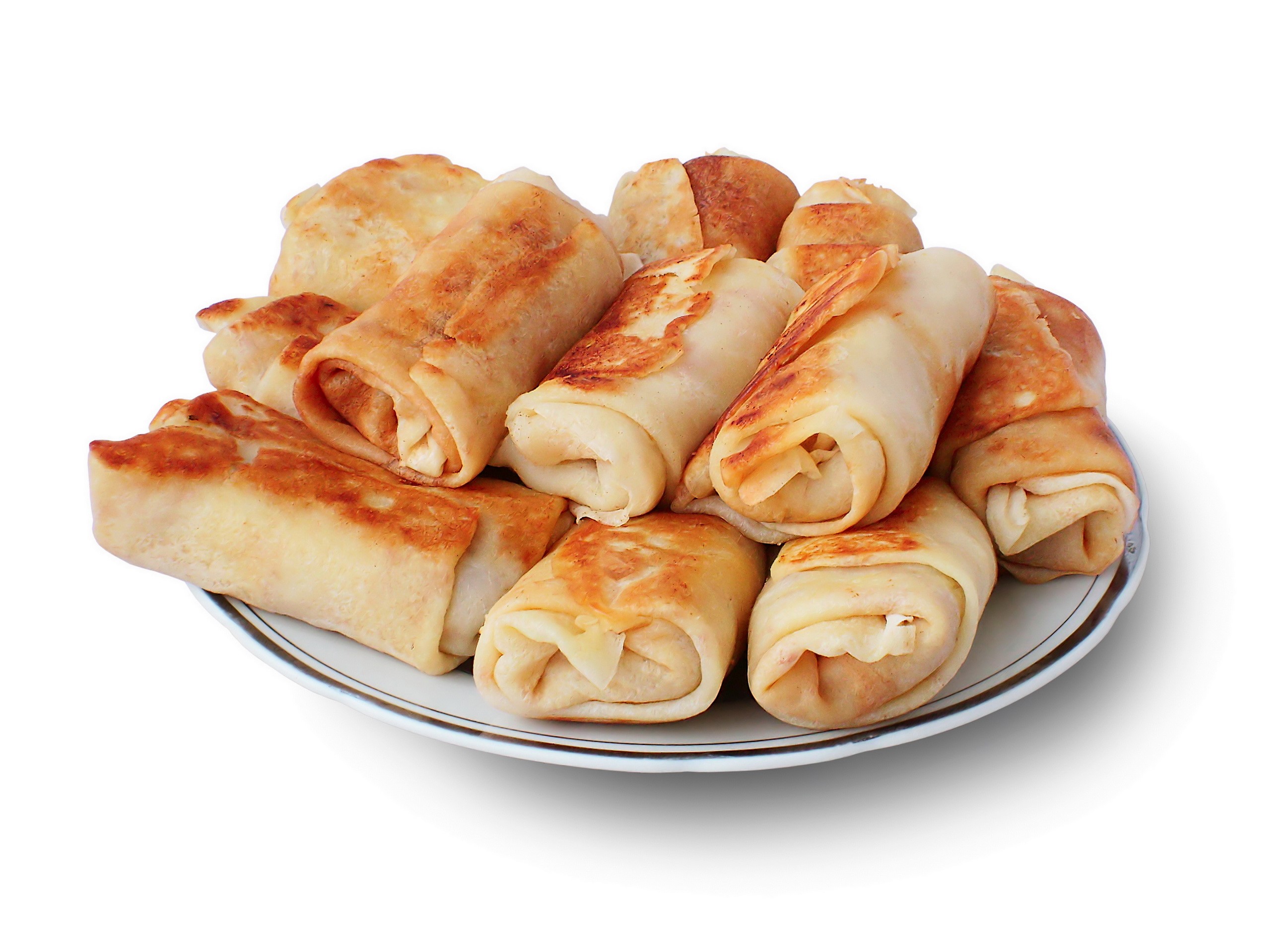 Rolled pancakes on a plate HD Wallpaper