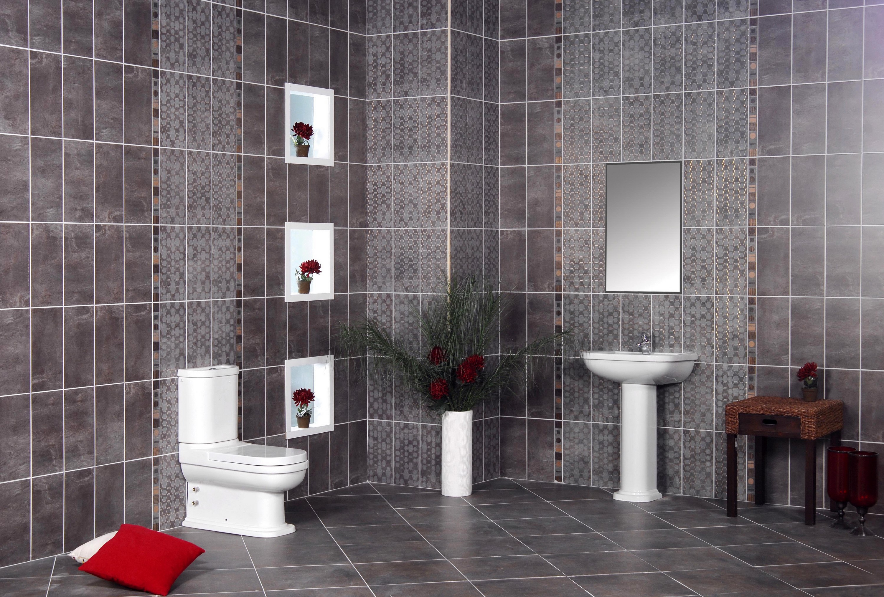 Modern Bathroom Interior Design with Toilet and Sink HD Wallpaper