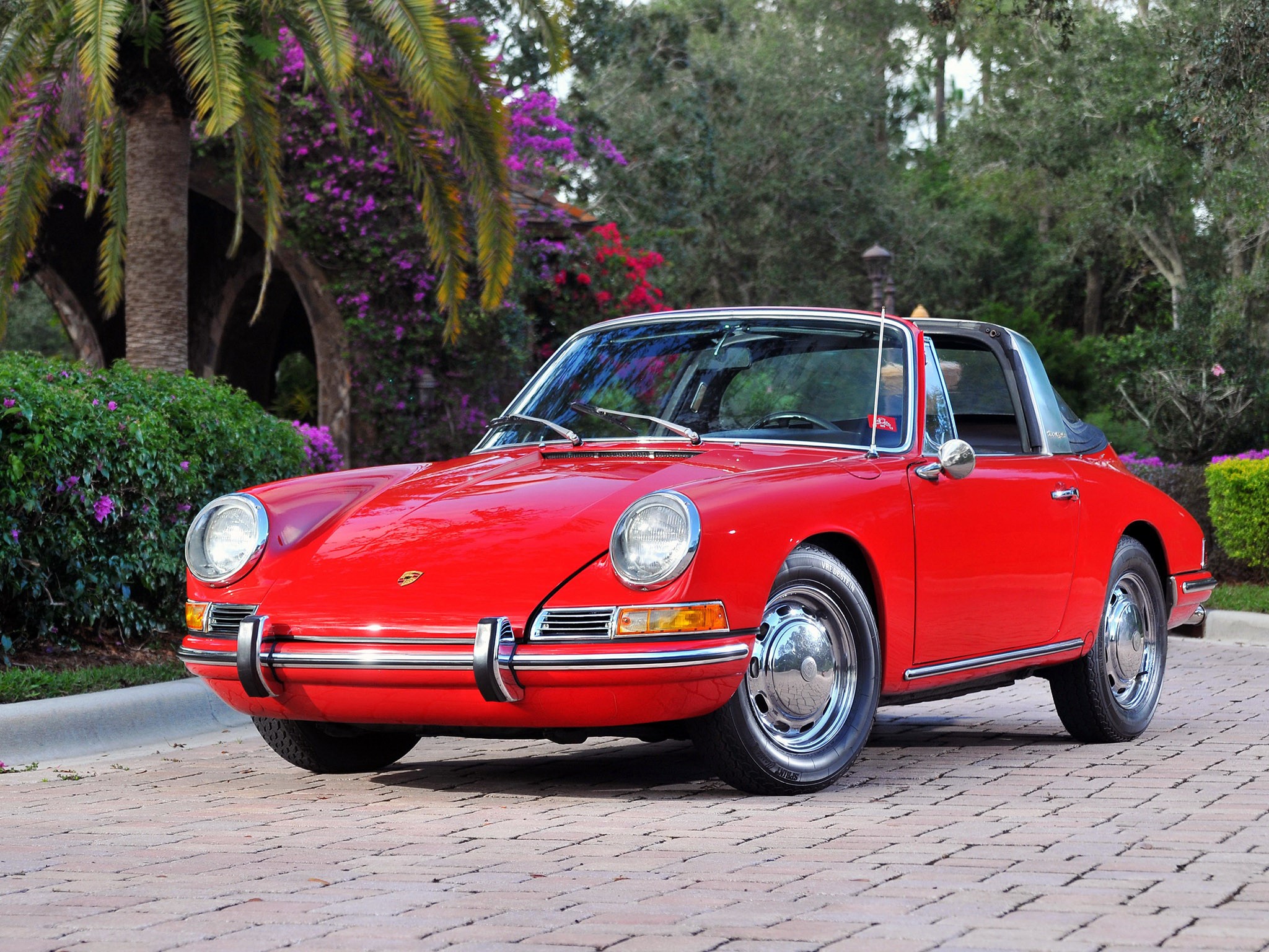 Red 1966 Porsche 911 S Targa HD Wallpaper