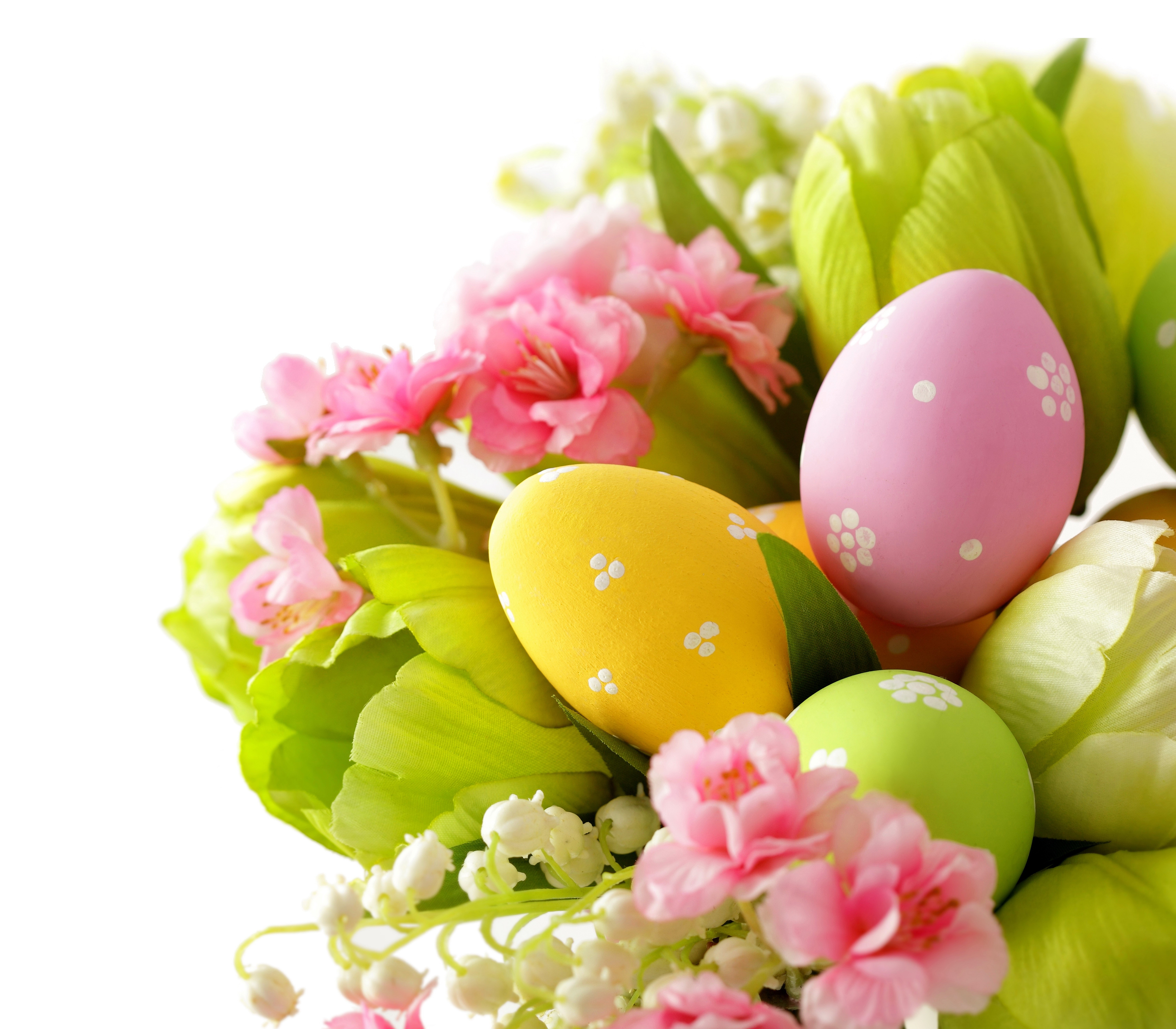 Easter Eggs and Flowers HD Wallpaper