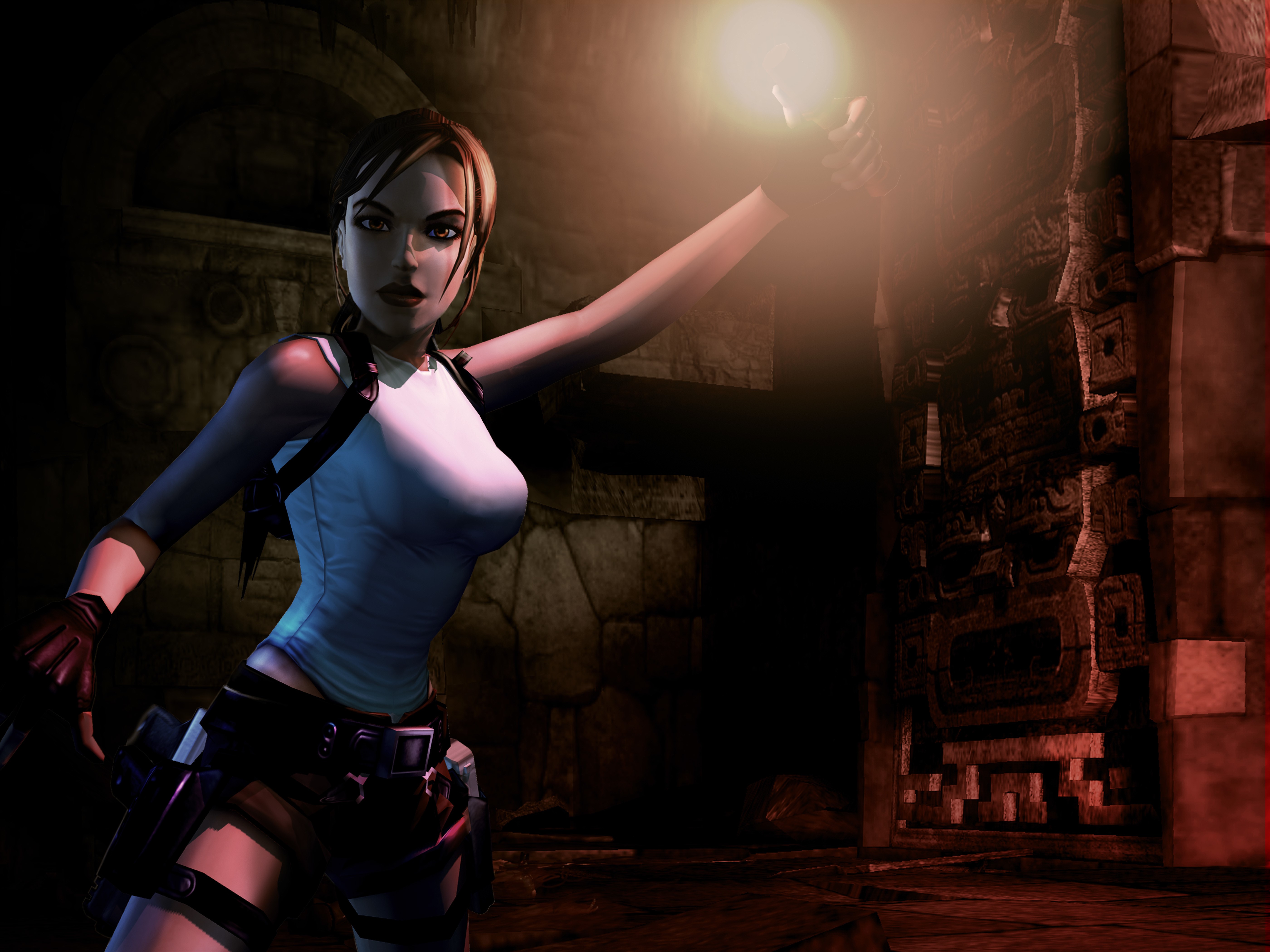 Lara Croft from Tomb Raider holding a torch HD Wallpaper
