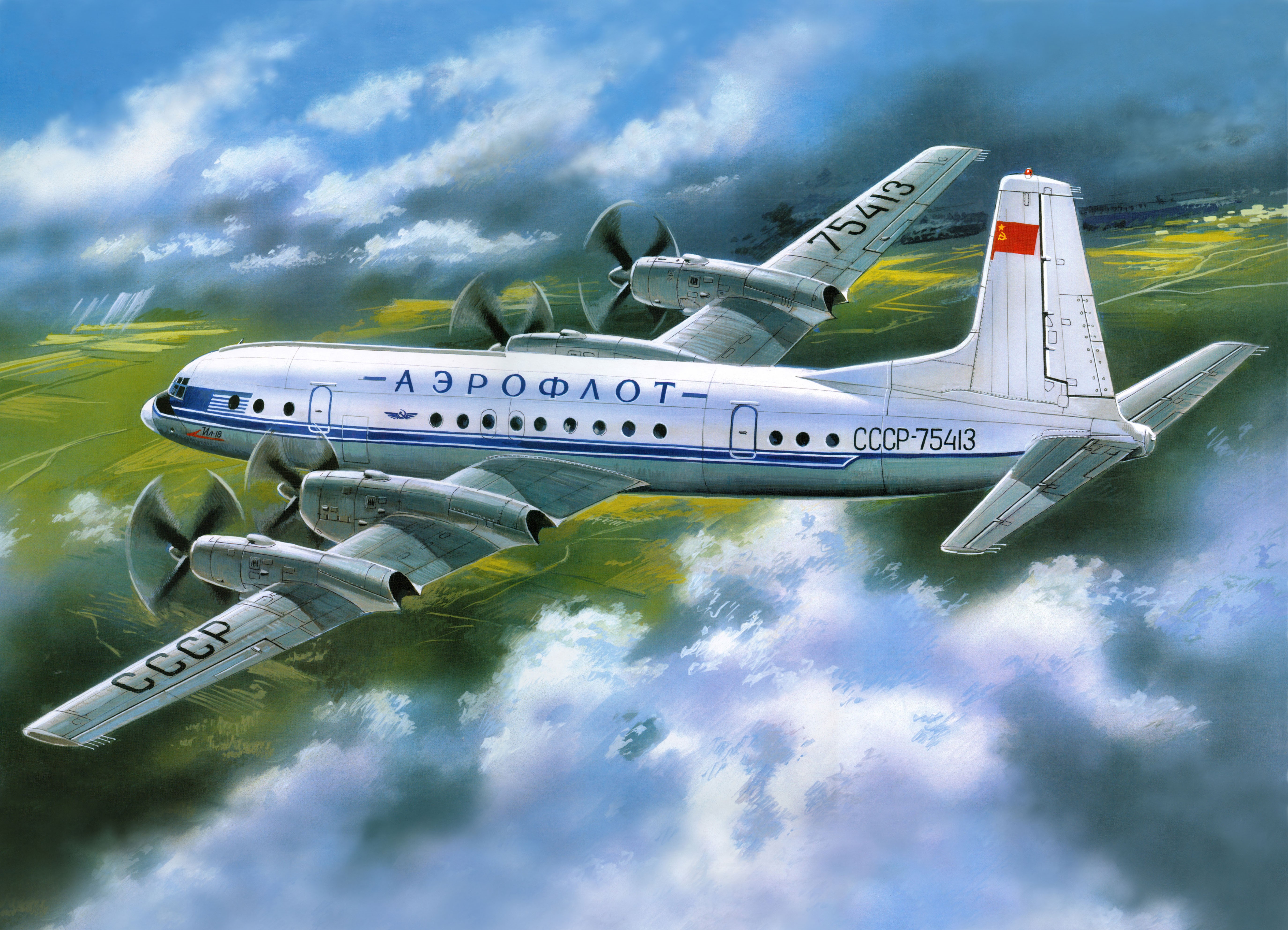 Aeroflot Ilyushin Il-18 Passenger Airplane HD Wallpaper