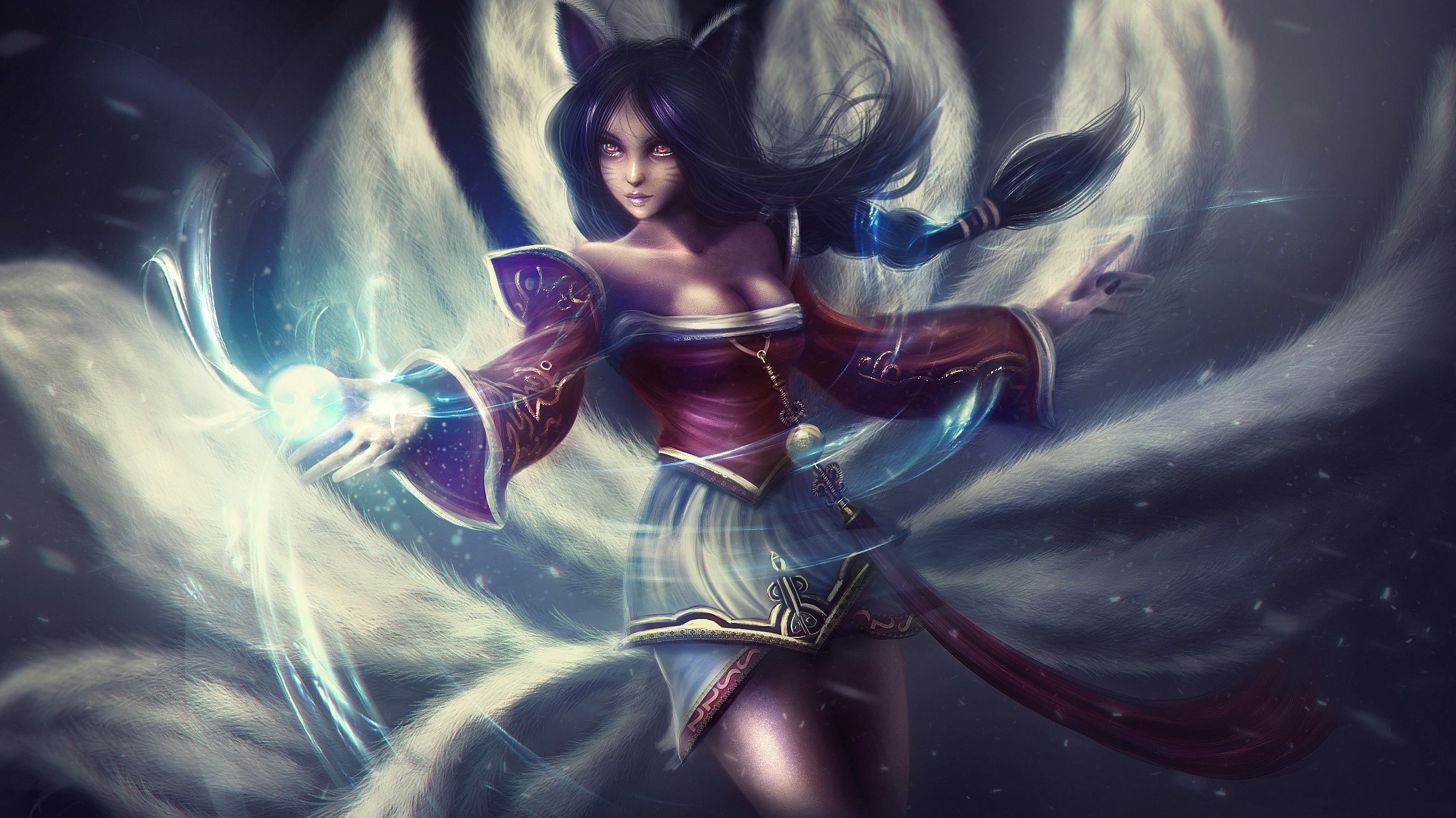 Ahri from League of Legends casting magic HD Wallpaper