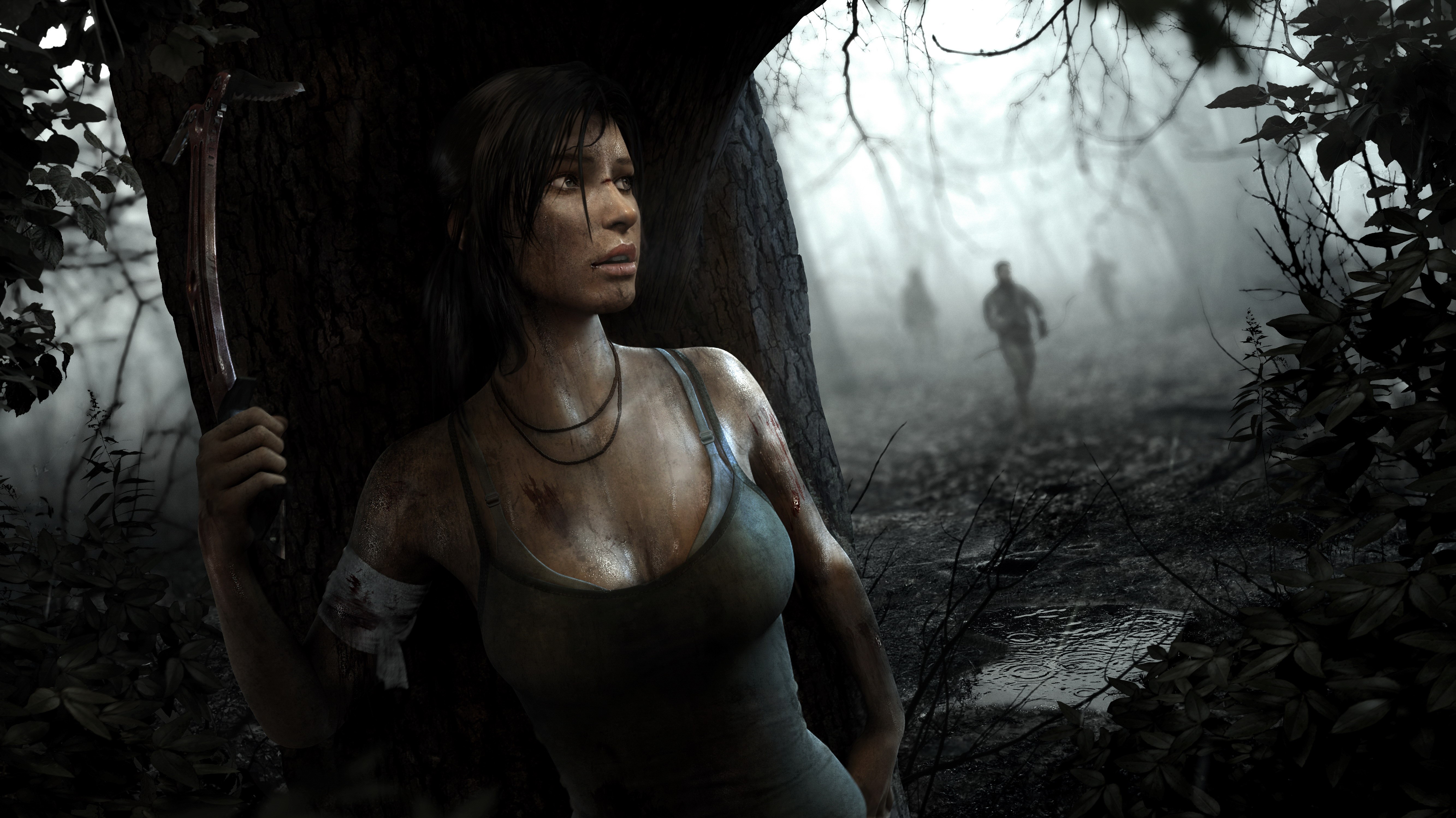 Lara Croft from Tomb Raider holding an axe HD Wallpaper