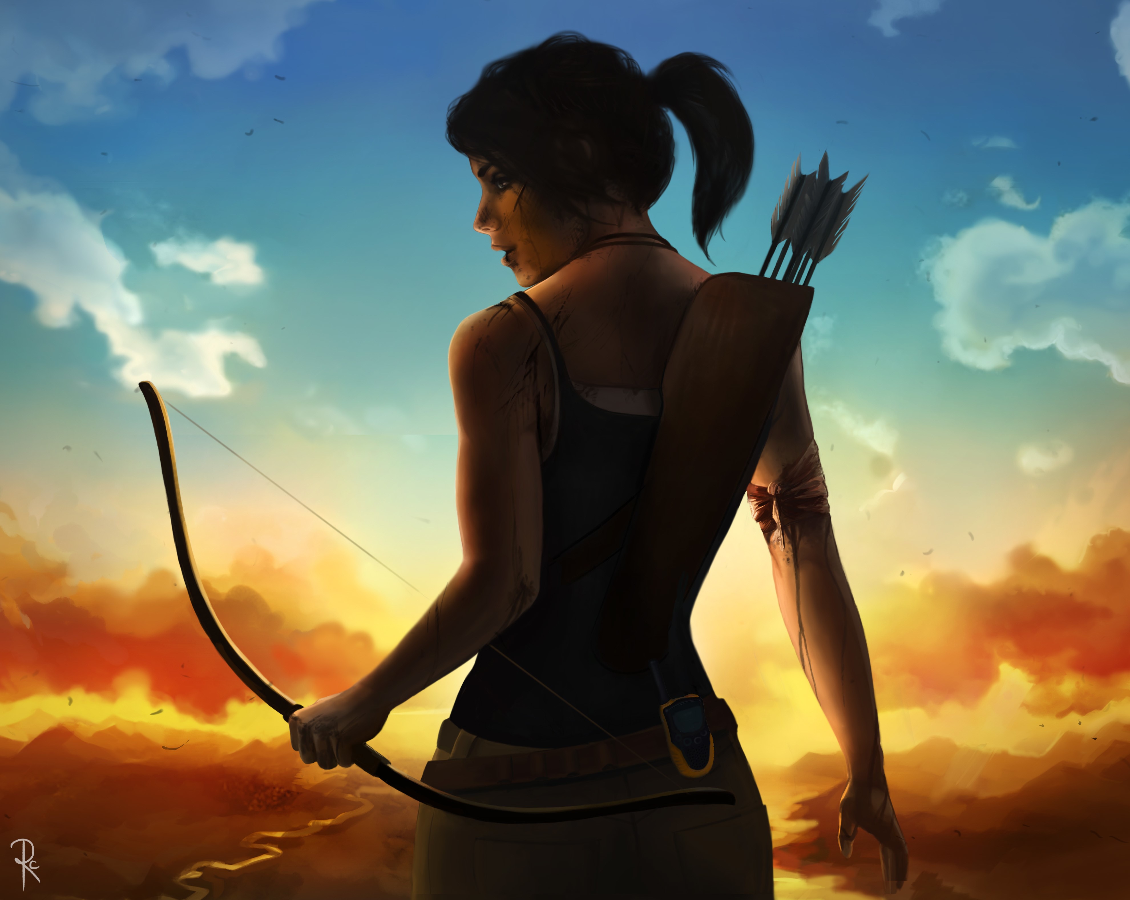 Lara Croft from Tomb Raider with bow and arrows HD Wallpaper