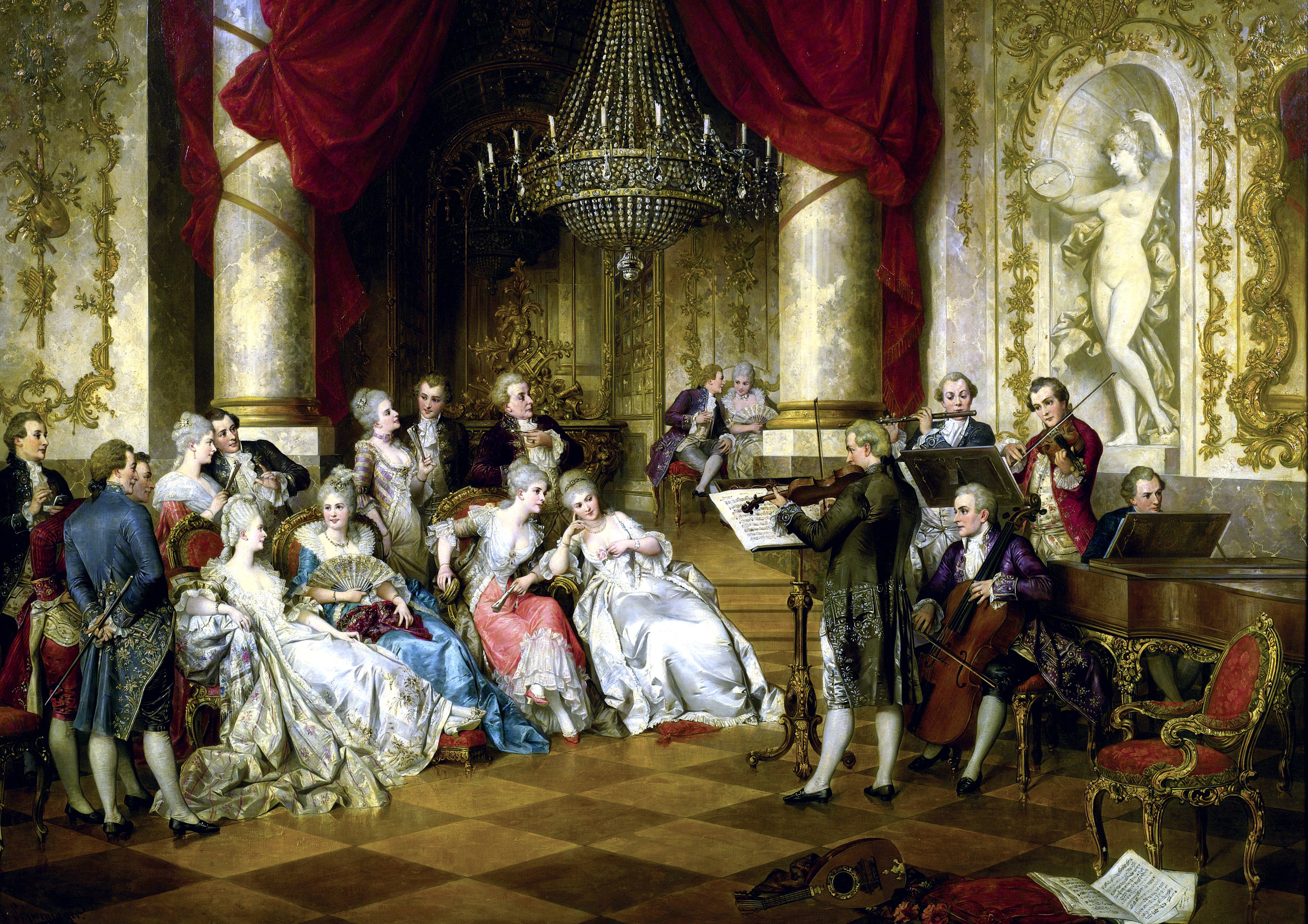 A Concert in a Rococo Salon by Carl Schweninger Jr. HD Wallpaper