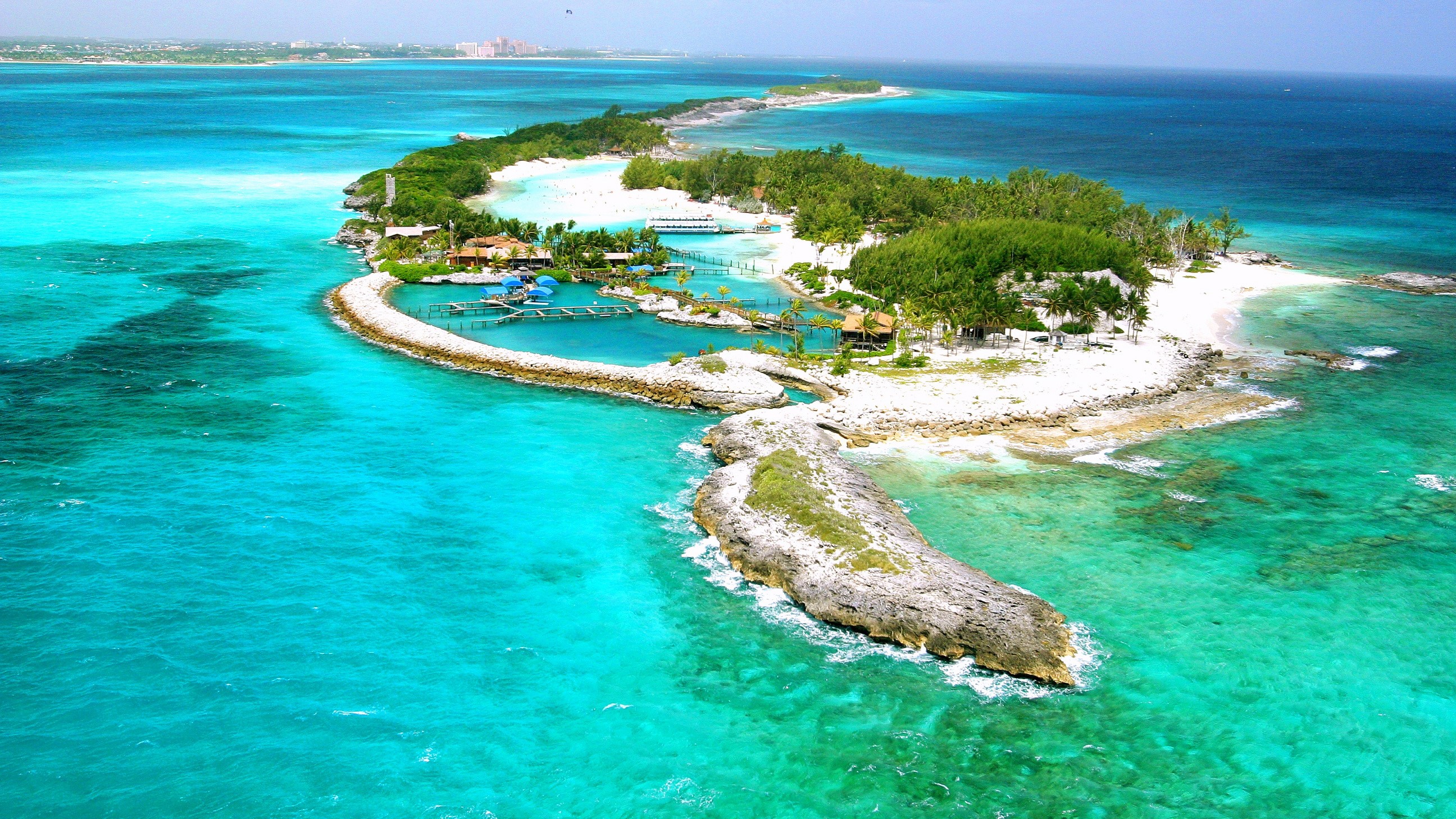 Blue Lagoon Island Bahamas Tropical Scenery HD Wallpaper