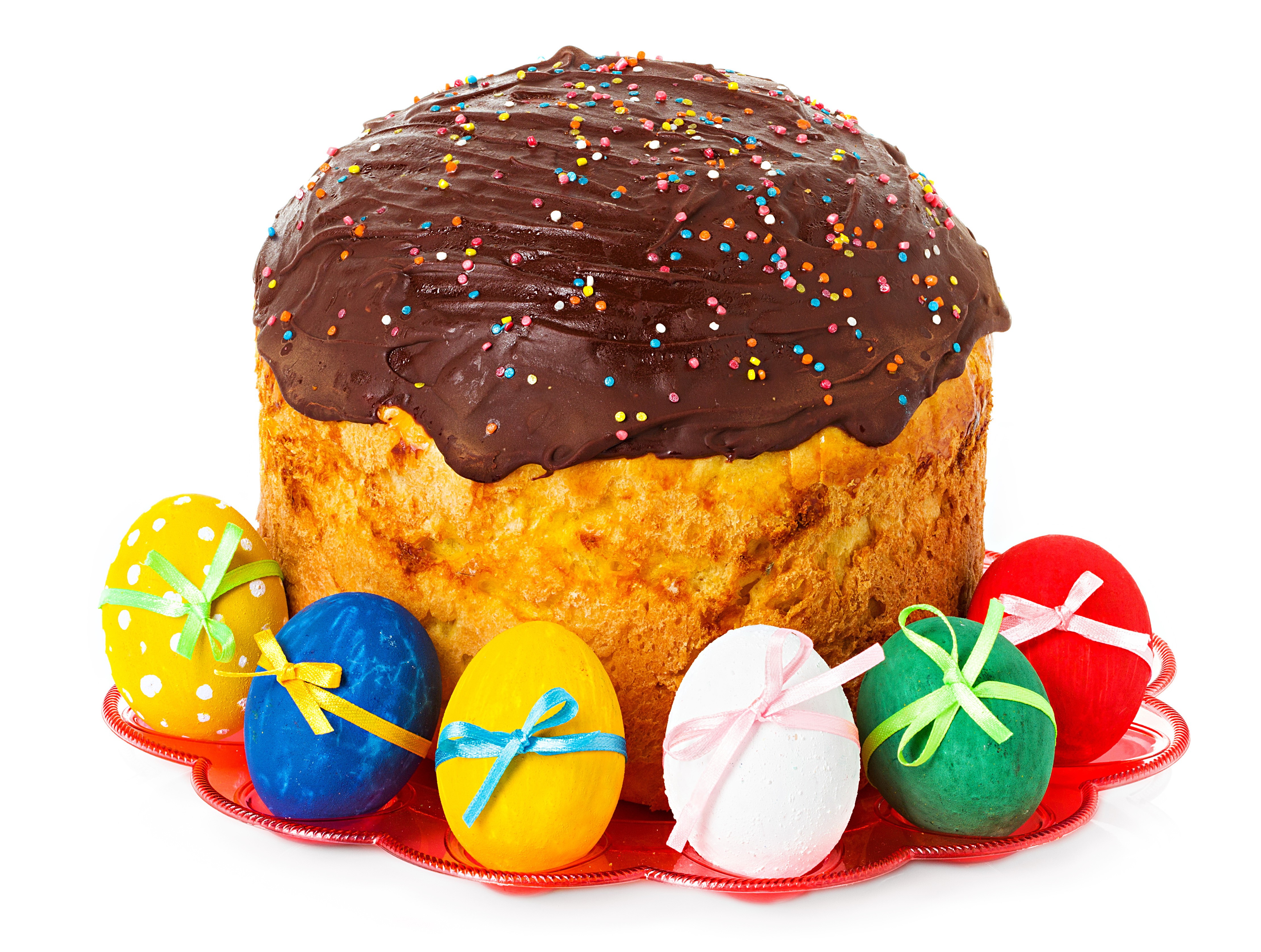 Easter Kulich cake with decorated eggs HD Wallpaper