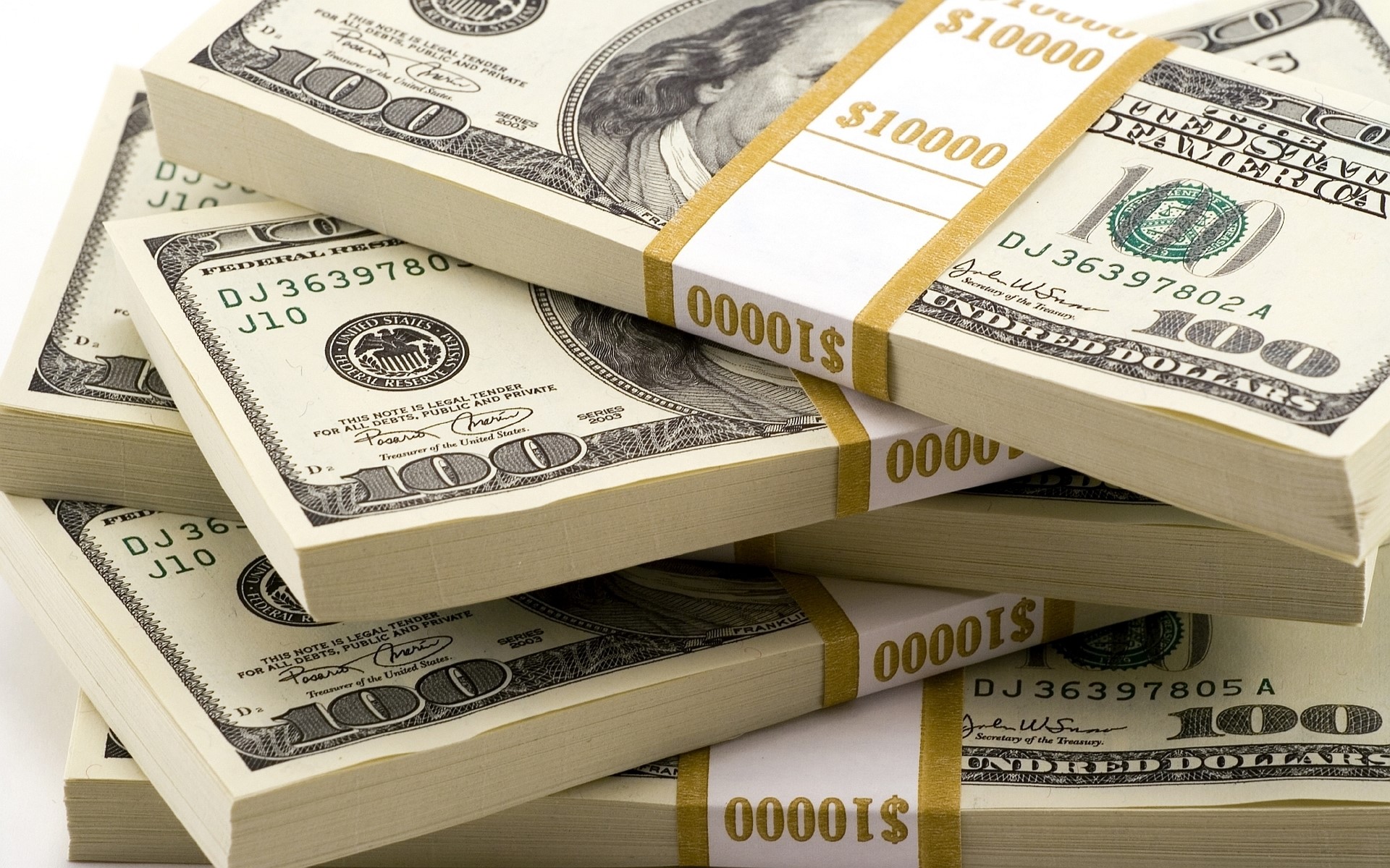 Stacks of 100 Dollar Bills HD Wallpaper
