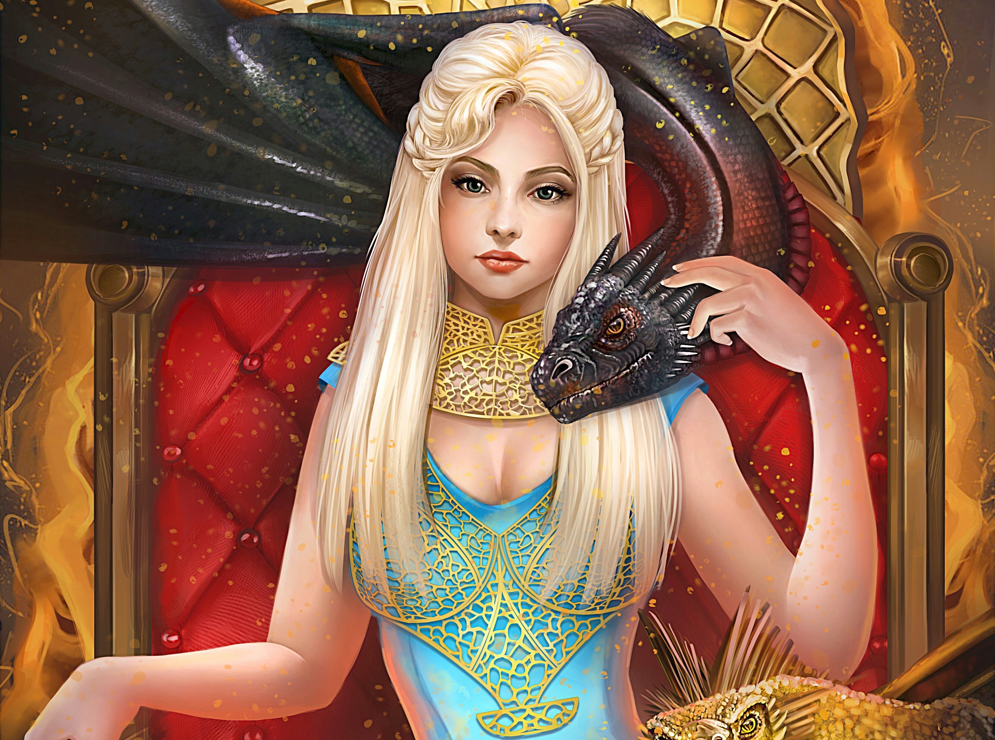 Daenerys Targaryen from Game of Thrones with Dragons HD Wallpaper
