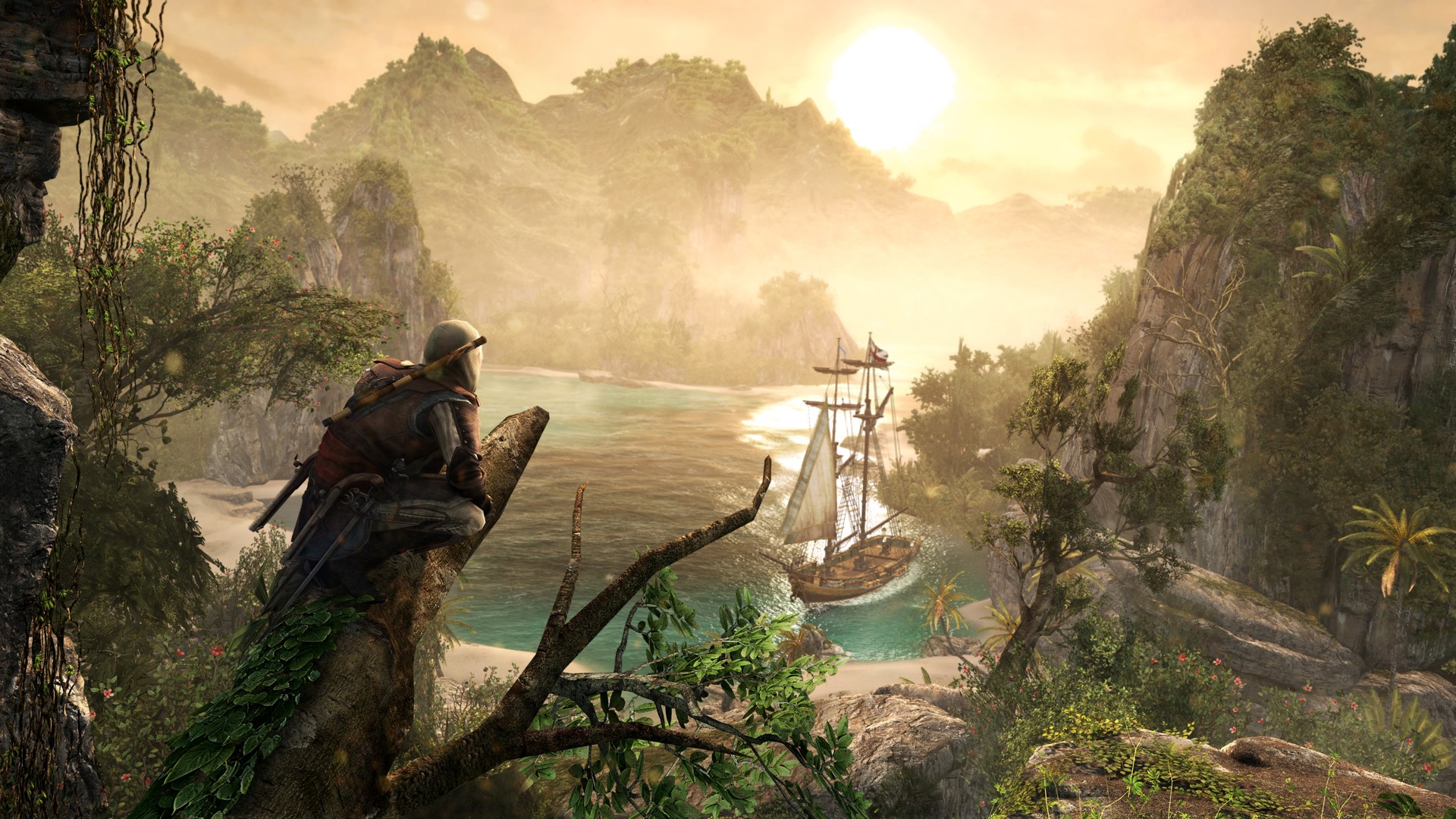 Assassin from Assassin's Creed 4 Black Flag on a tropical island HD Wallpaper