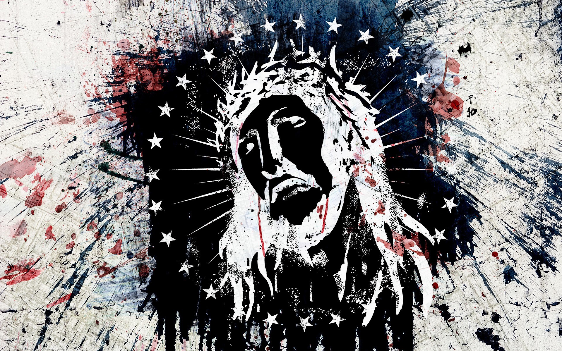 Jesus Christ with crown of thorns and stars HD Wallpaper