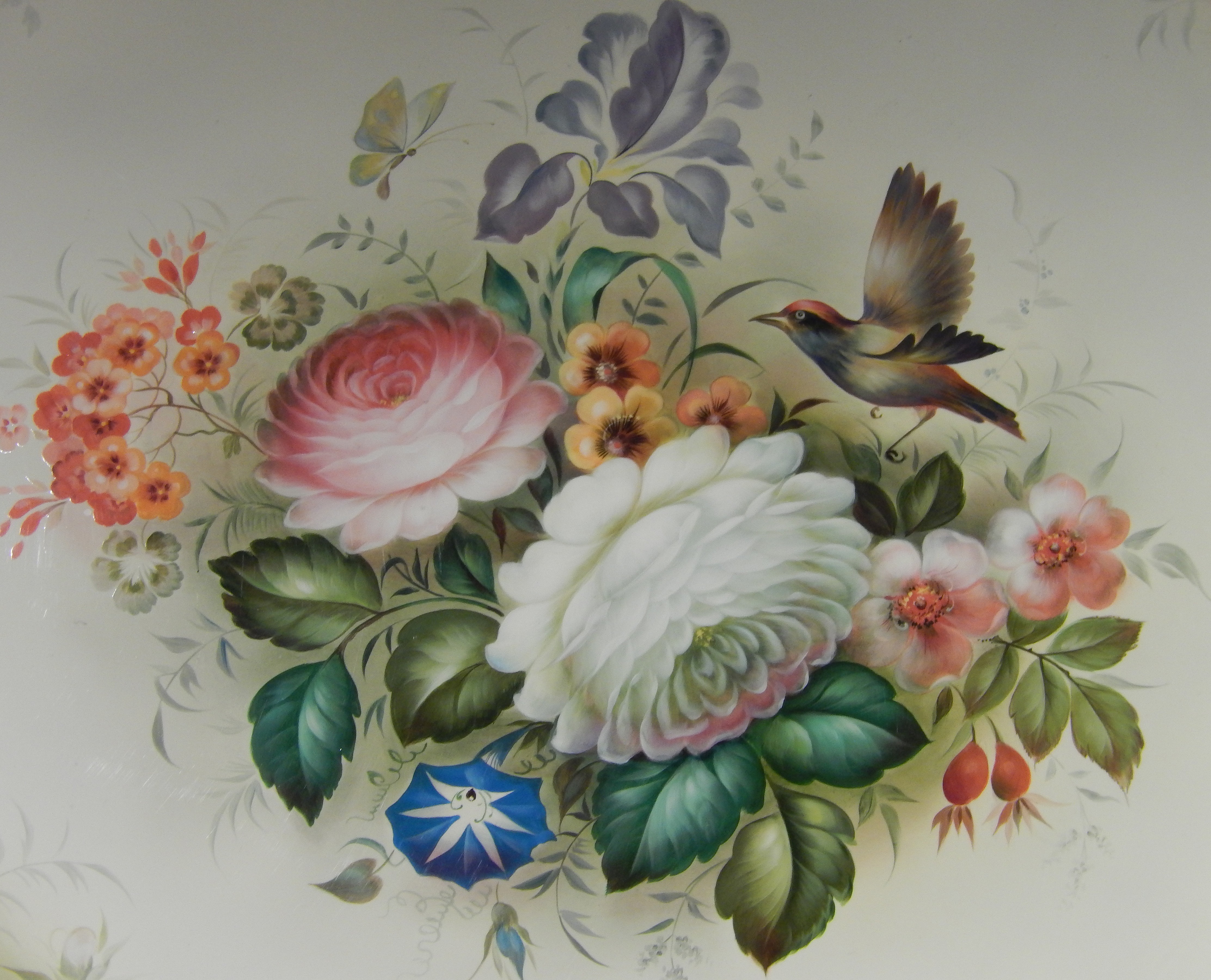 Painting Art of Flowers and a Bird HD Wallpaper