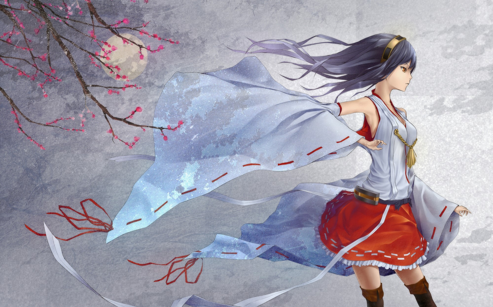 Haruna from Kantai Collection with Sakura branches HD Wallpaper