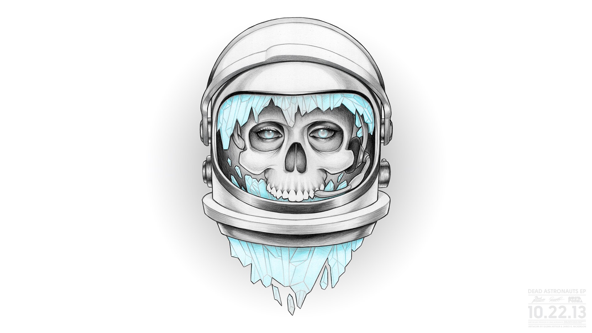 Astronaut helmet with skull and ice HD Wallpaper