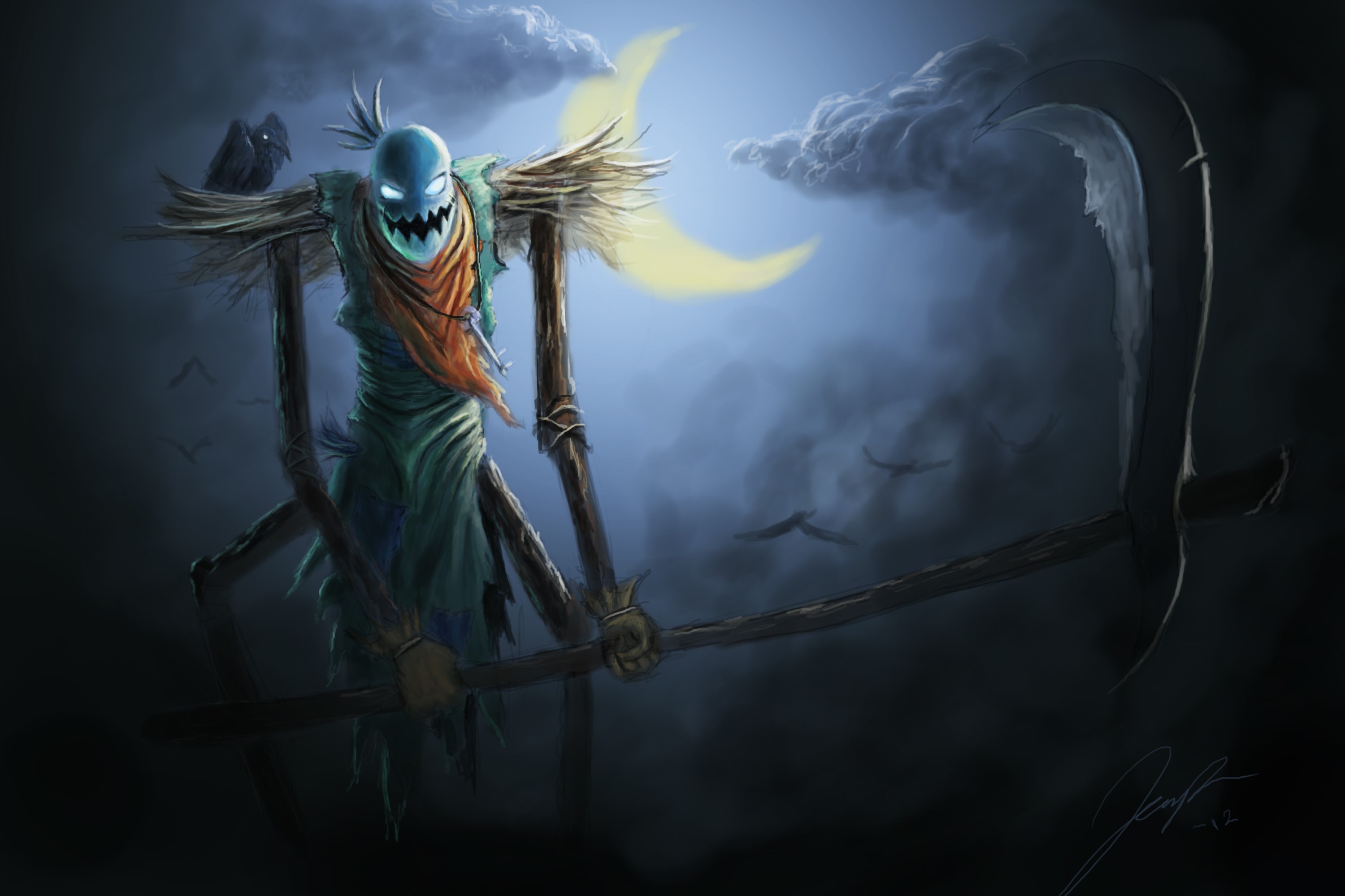 Fiddlesticks from League of Legends with a scythe HD Wallpaper