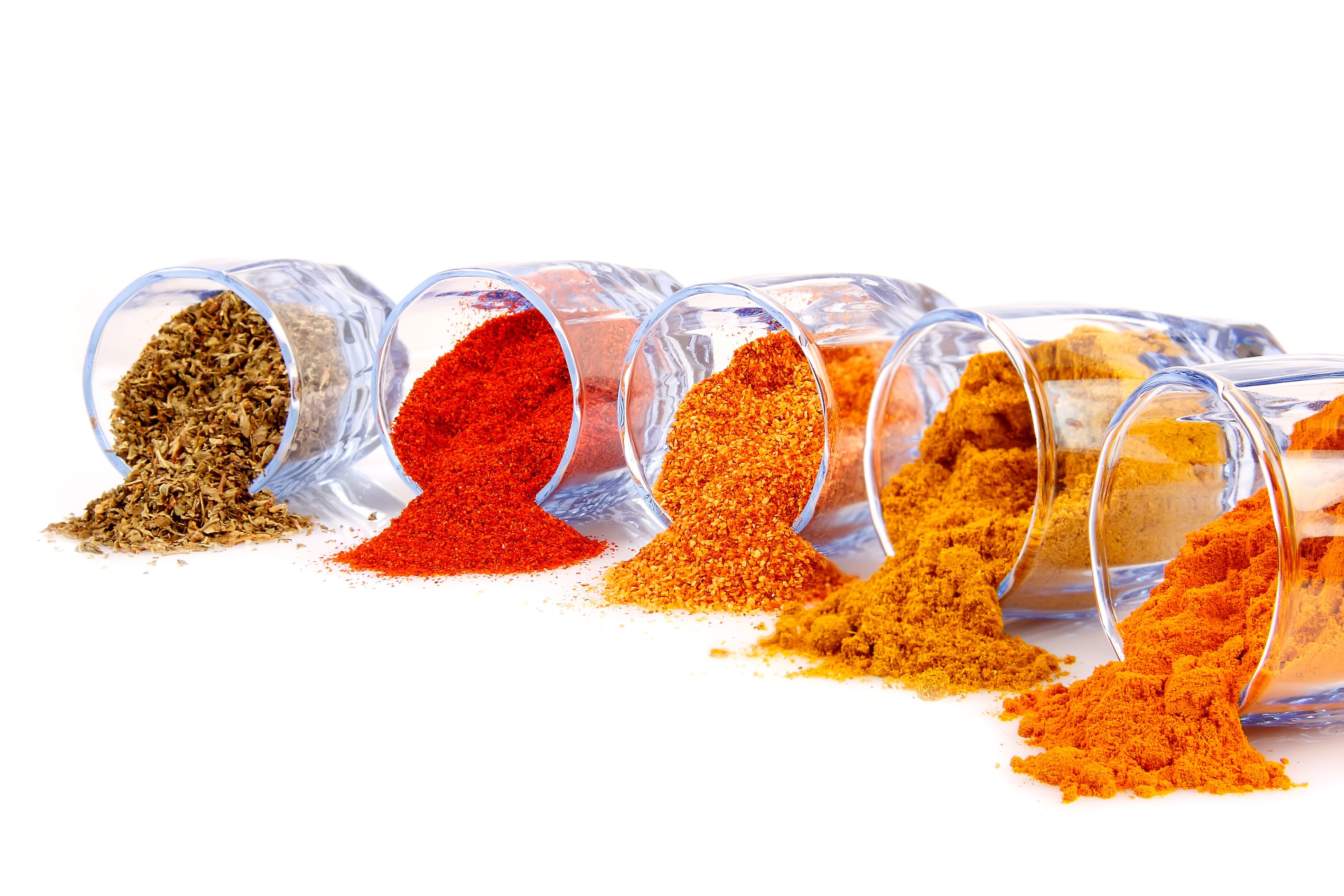 Spices in overturned jars HD Wallpaper