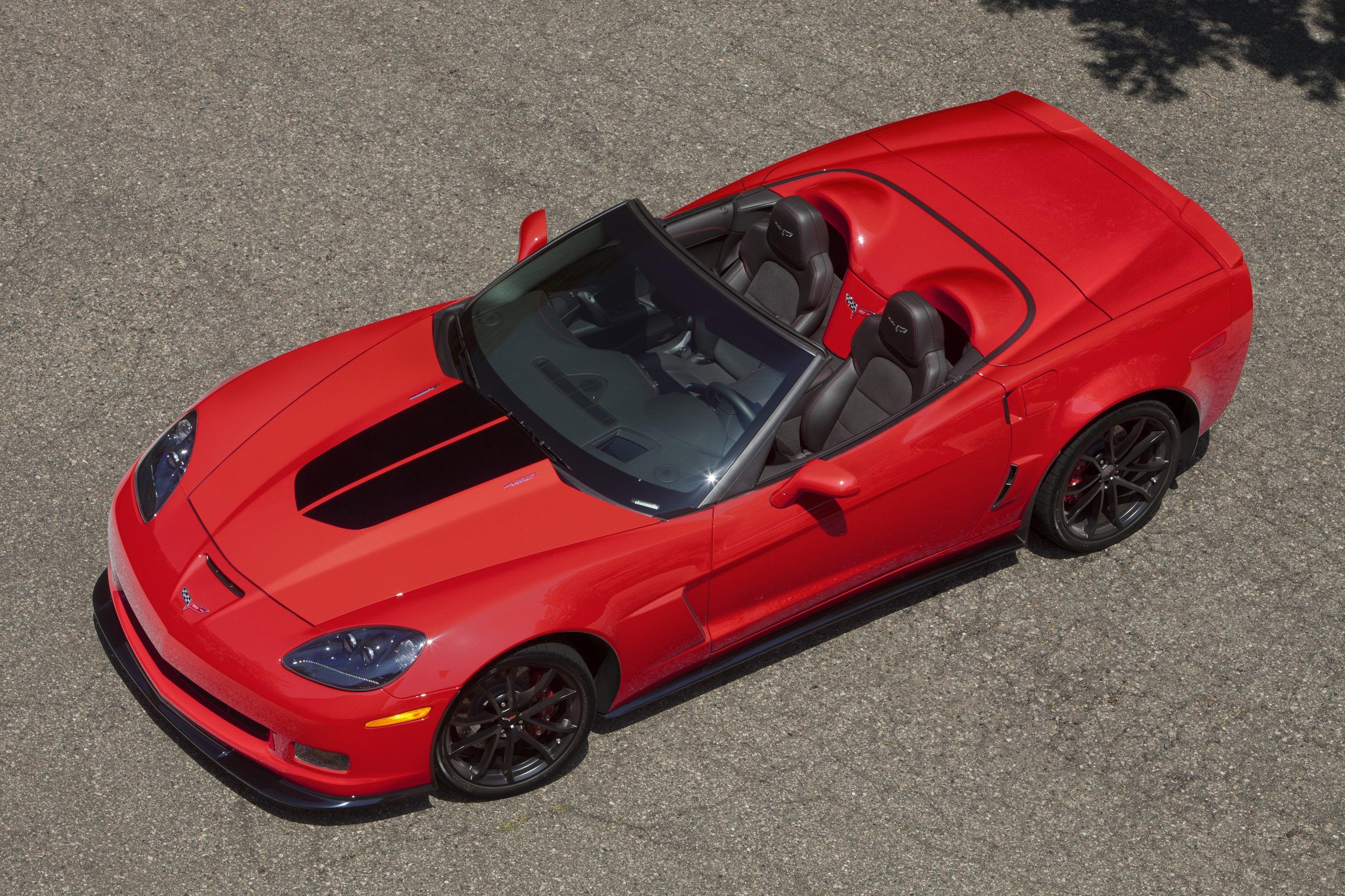 Red 2013 Chevrolet Corvette C6 427 Convertible from Above HD Wallpaper