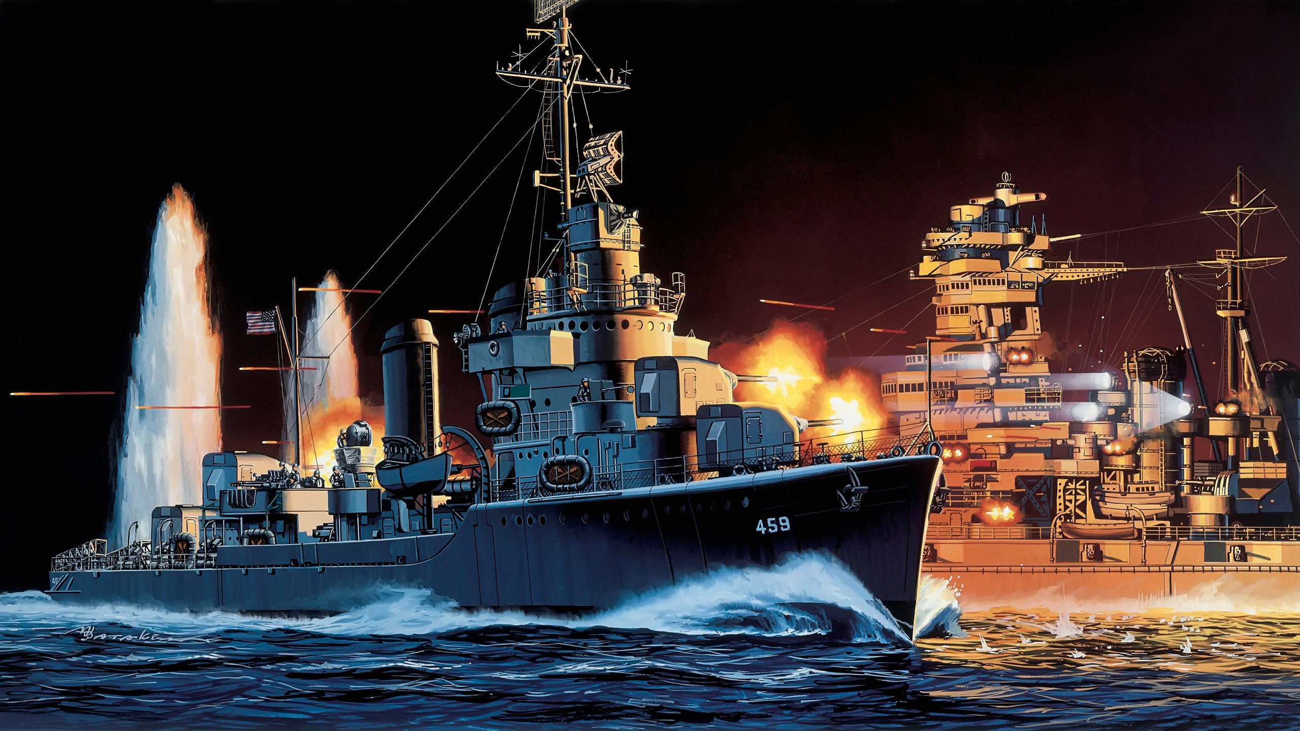 USS Laffey DD-459 in battle HD Wallpaper