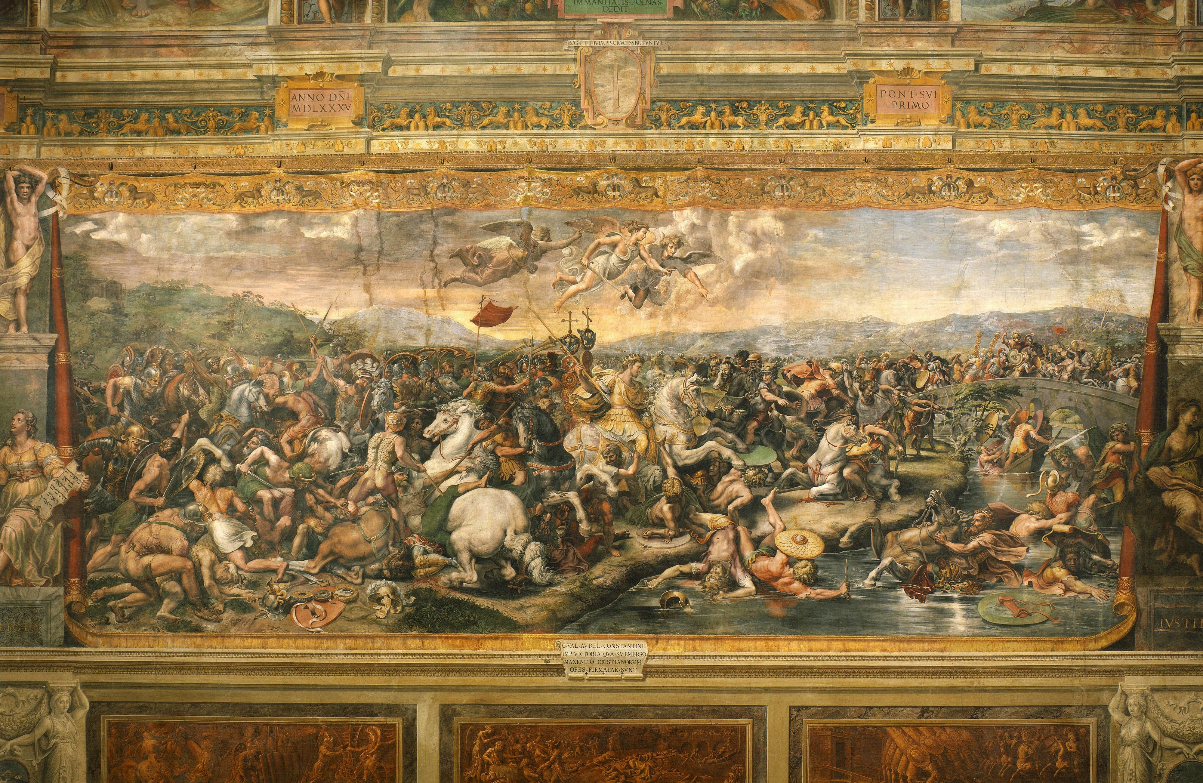 The Battle of the Milvian Bridge by Raphael Santi HD Wallpaper