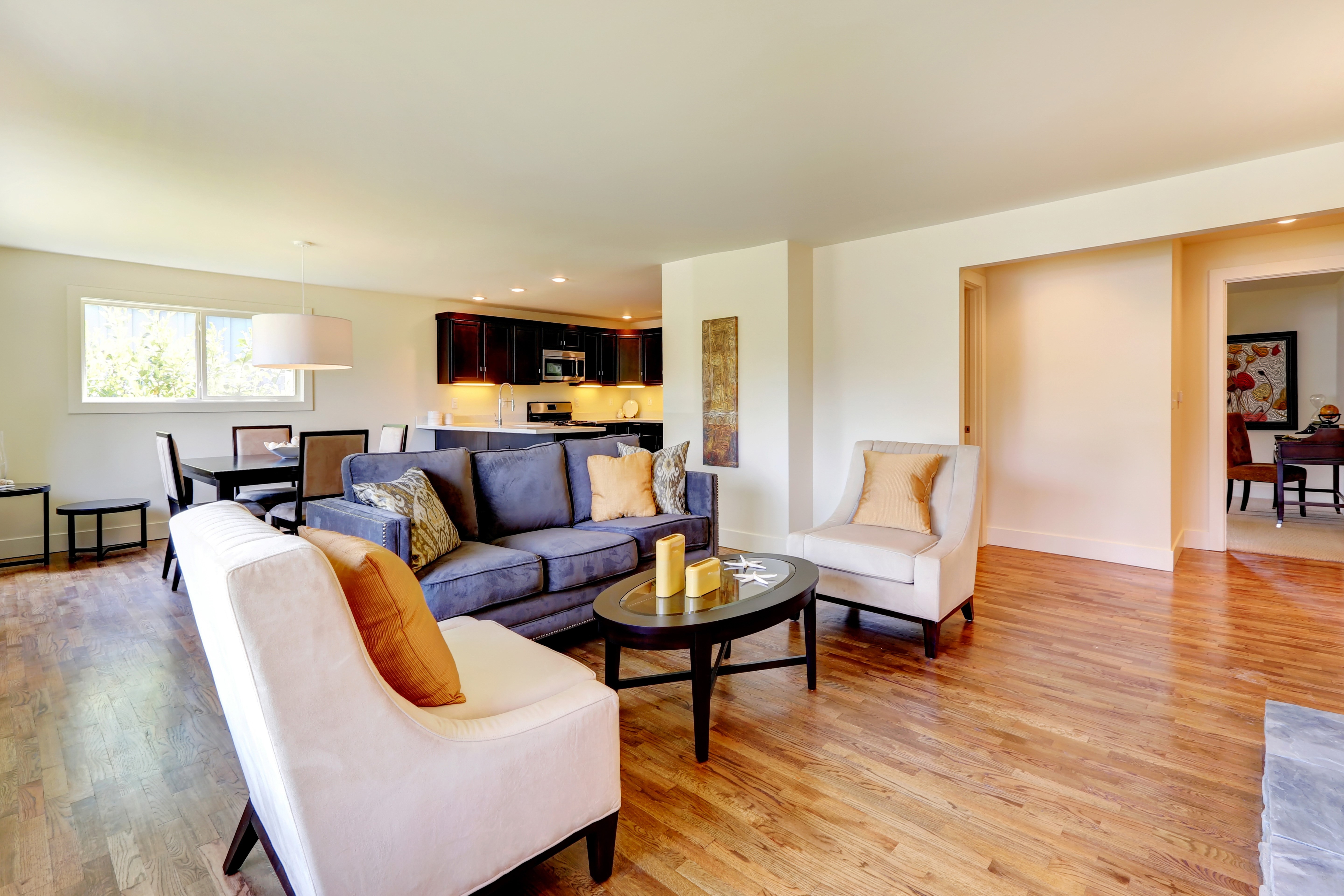 Living room with sofa and armchairs HD Wallpaper