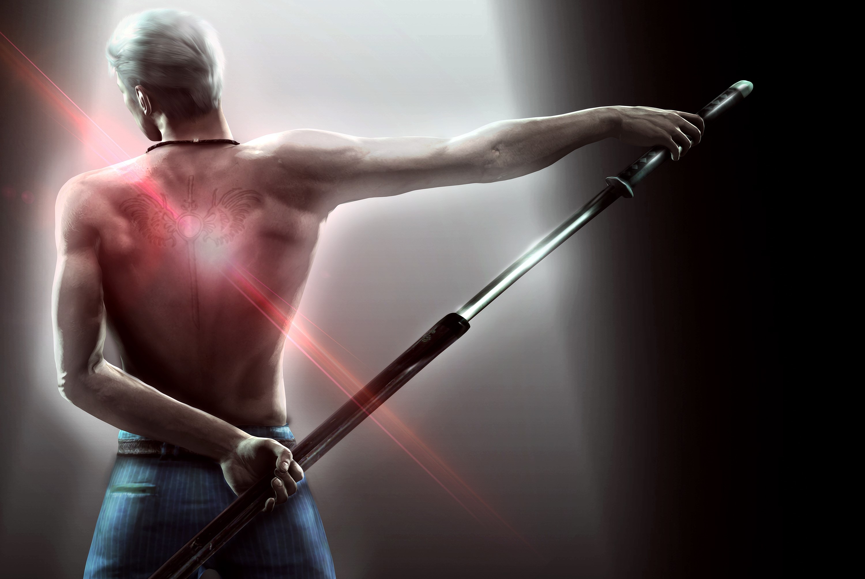Vergil from Devil May Cry holding a sword HD Wallpaper