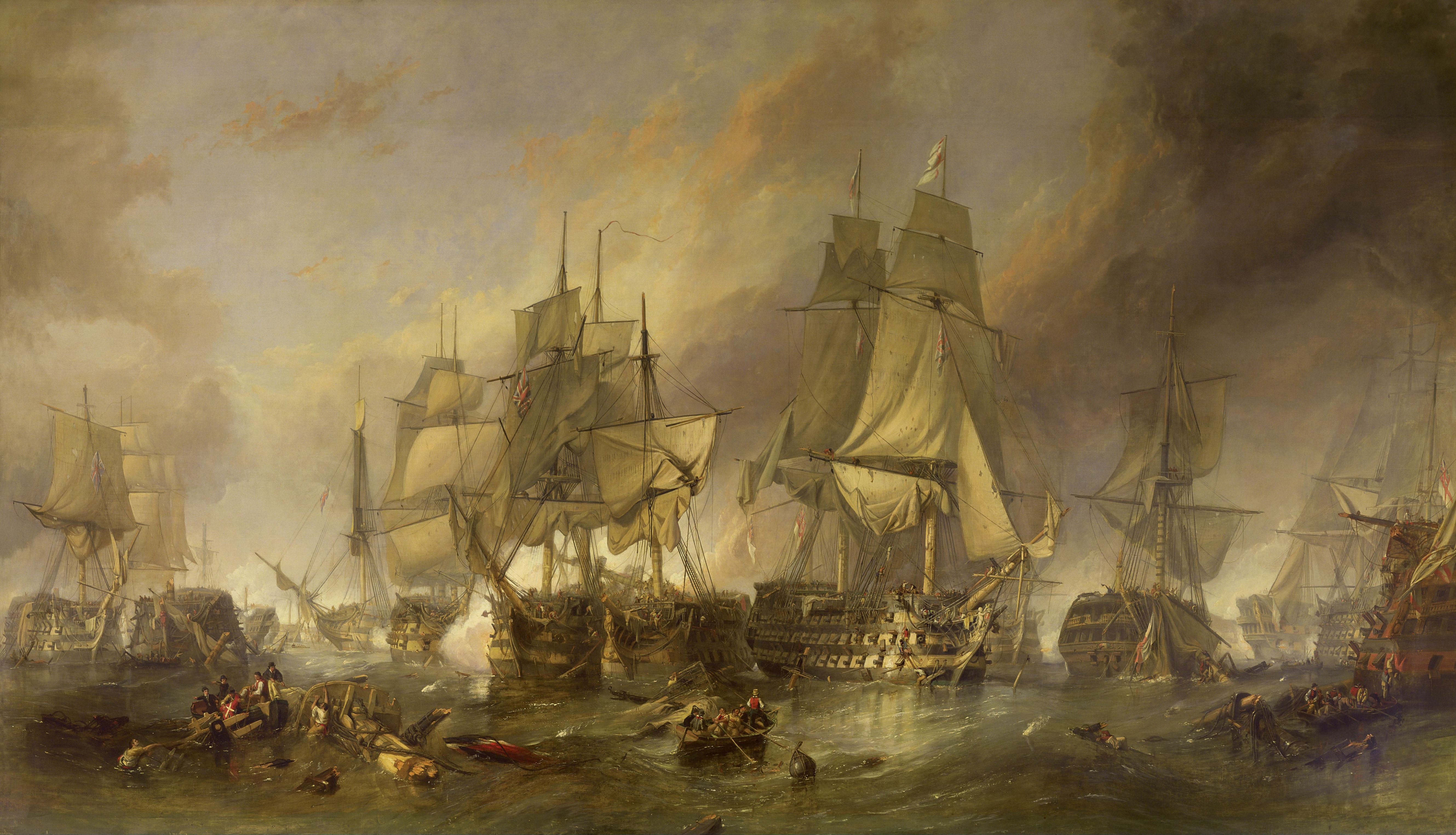The Battle of Trafalgar by William Clarkson Stanfield HD Wallpaper