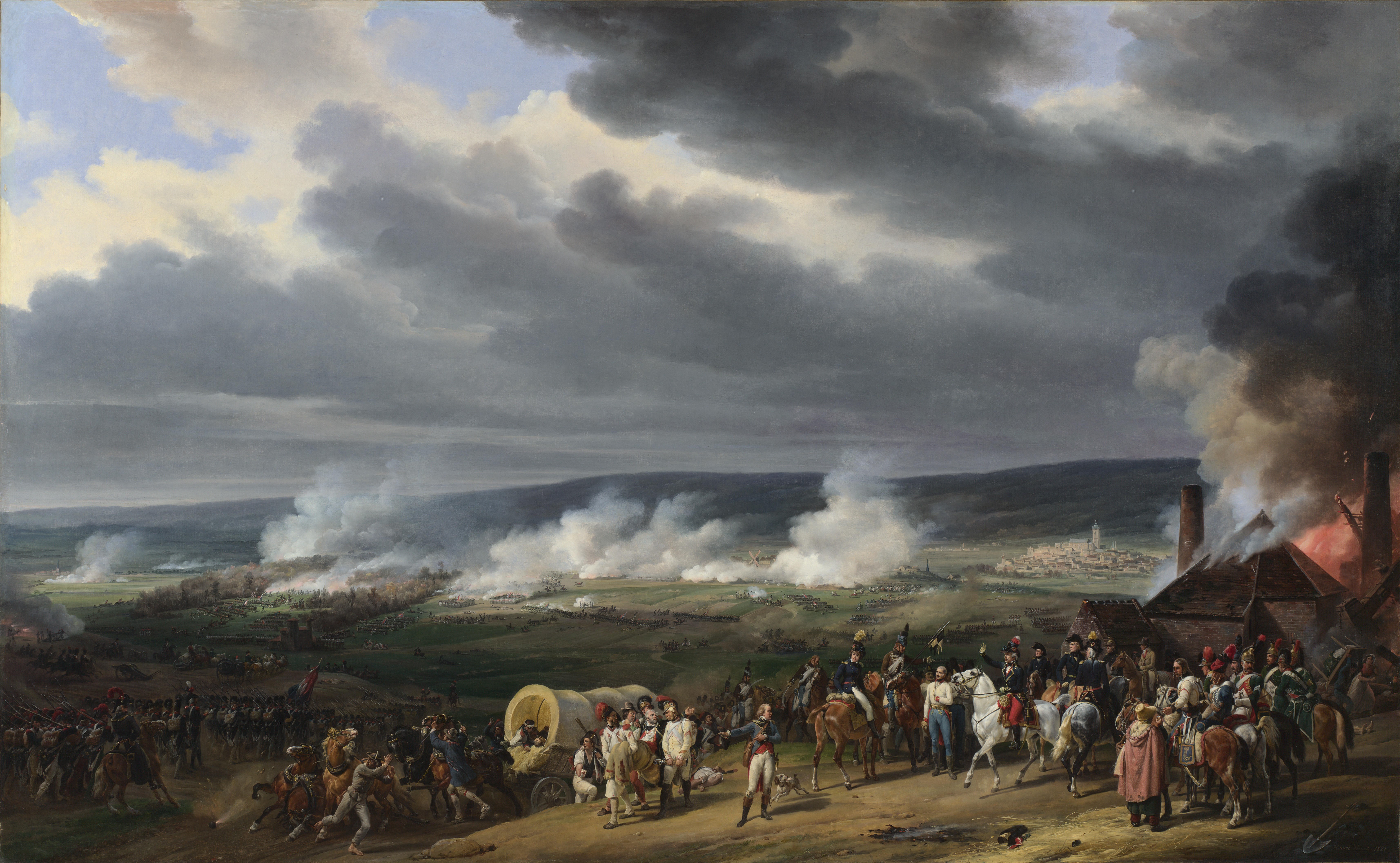 The Battle of Jemappes by Emile-Jean-Horace Vernet HD Wallpaper