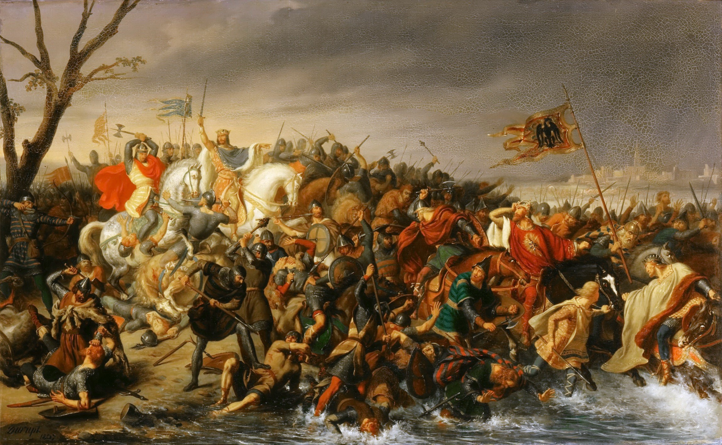 Battle of the Emperor Lothair by Charles Barthelemy Jean Dyurup HD Wallpaper