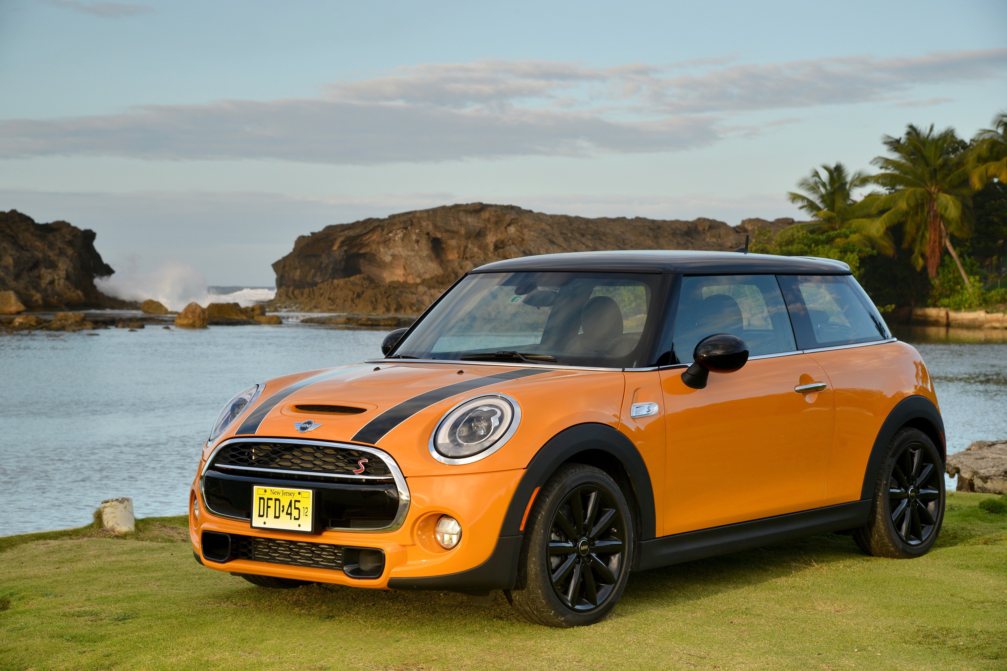 Orange 2014 Mini Cooper S F56 by the coast HD Wallpaper