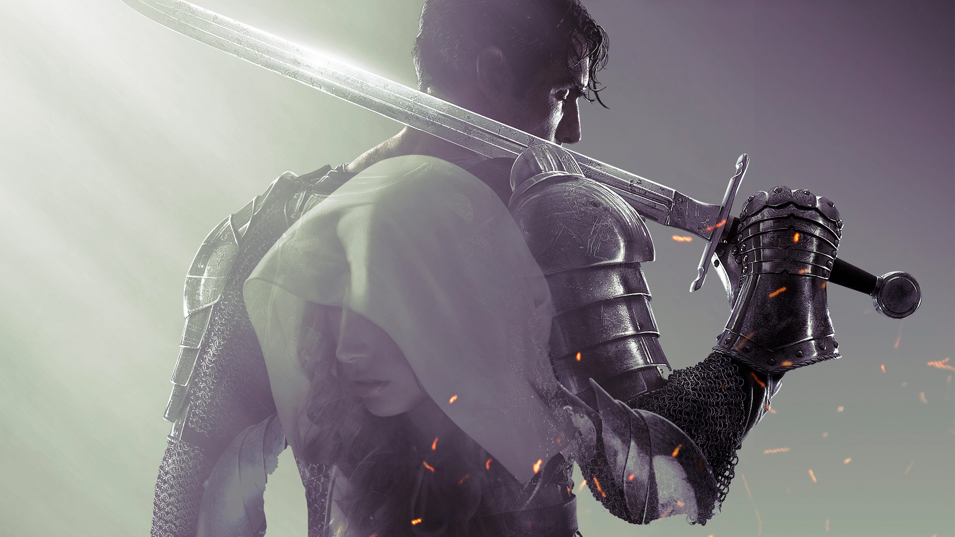 Knight with Sword and Hooded Figure from Dark Souls HD Wallpaper