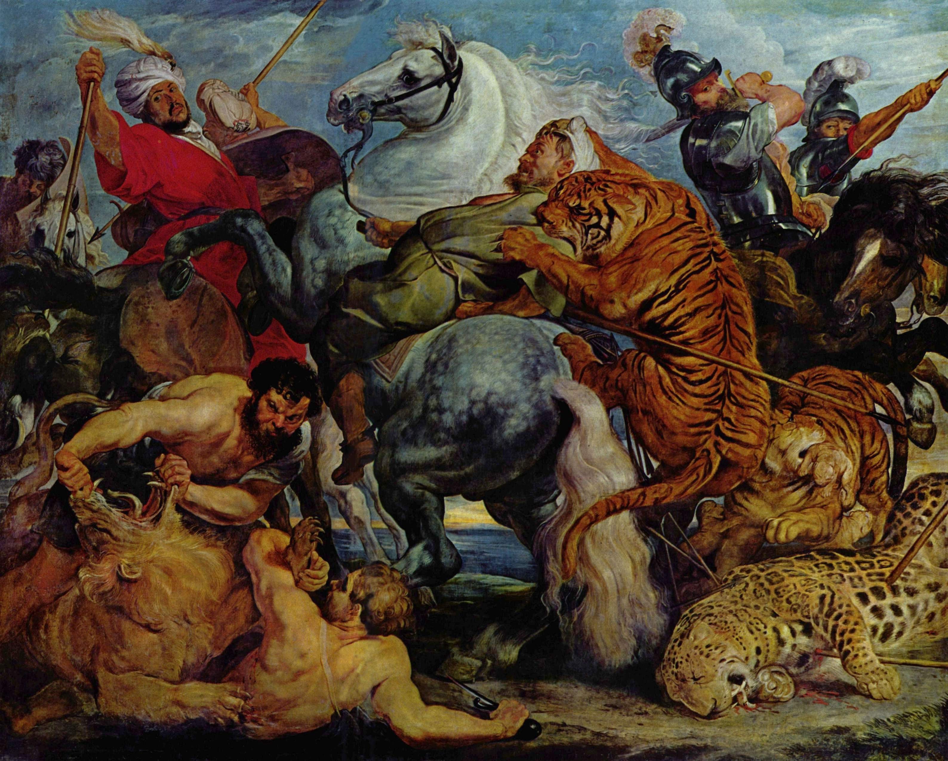 The Tiger Hunt by Pieter Paul Rubens HD Wallpaper