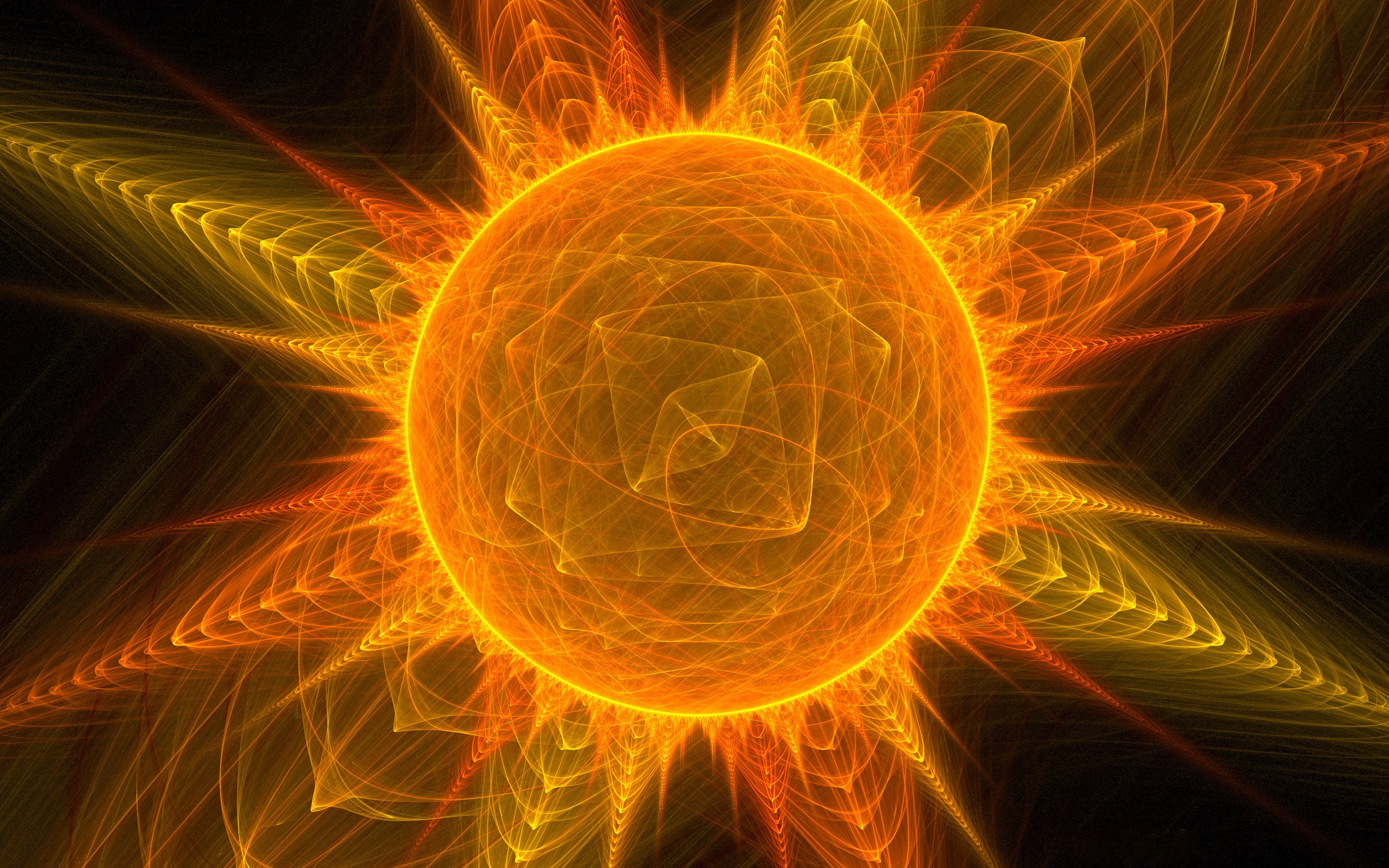 Abstract sun with fiery rays HD Wallpaper