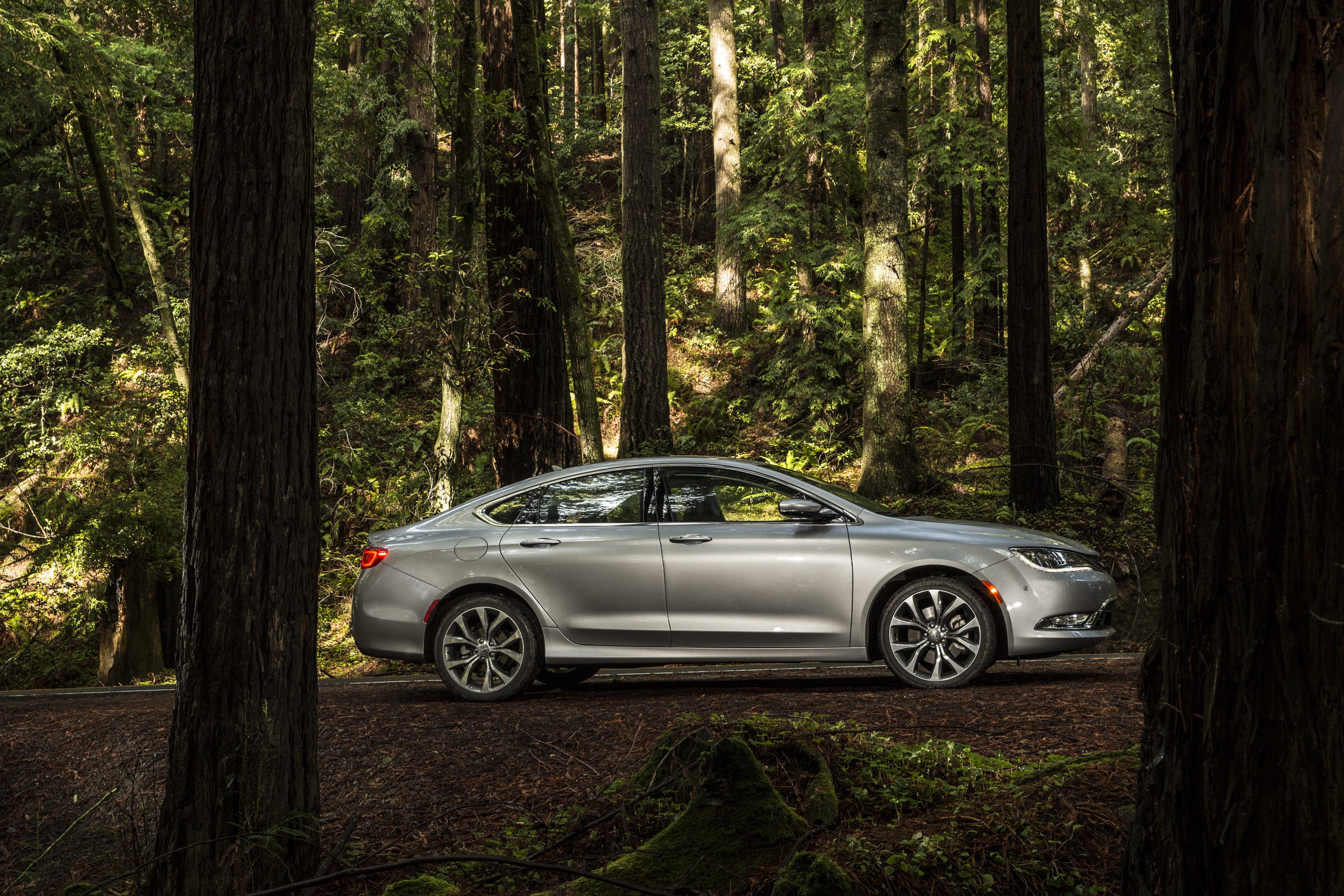 Silver Chrysler 200 Sedan in a Forest HD Wallpaper