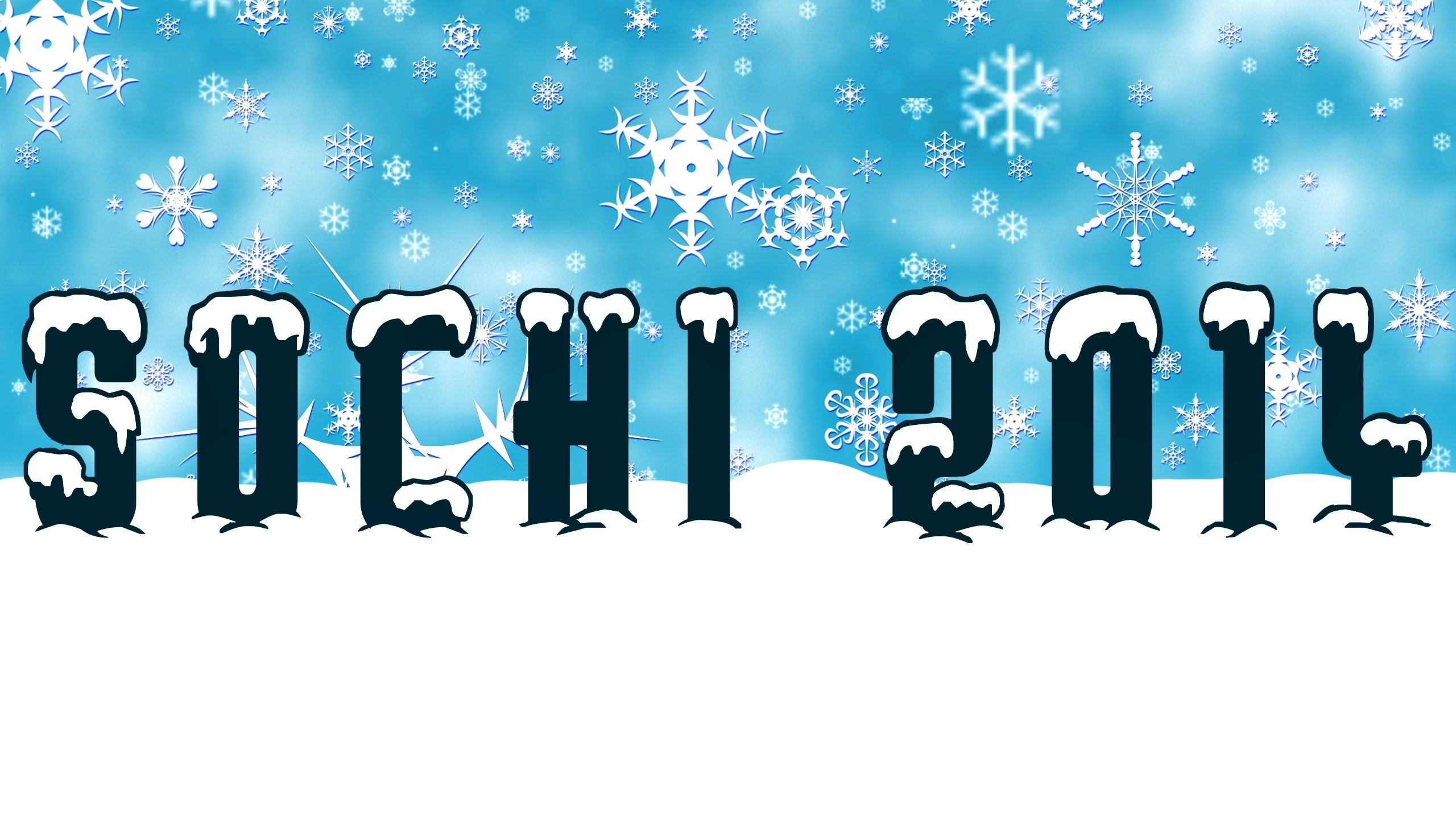 Sochi 2014 winter Olympics text with snowflakes HD Wallpaper