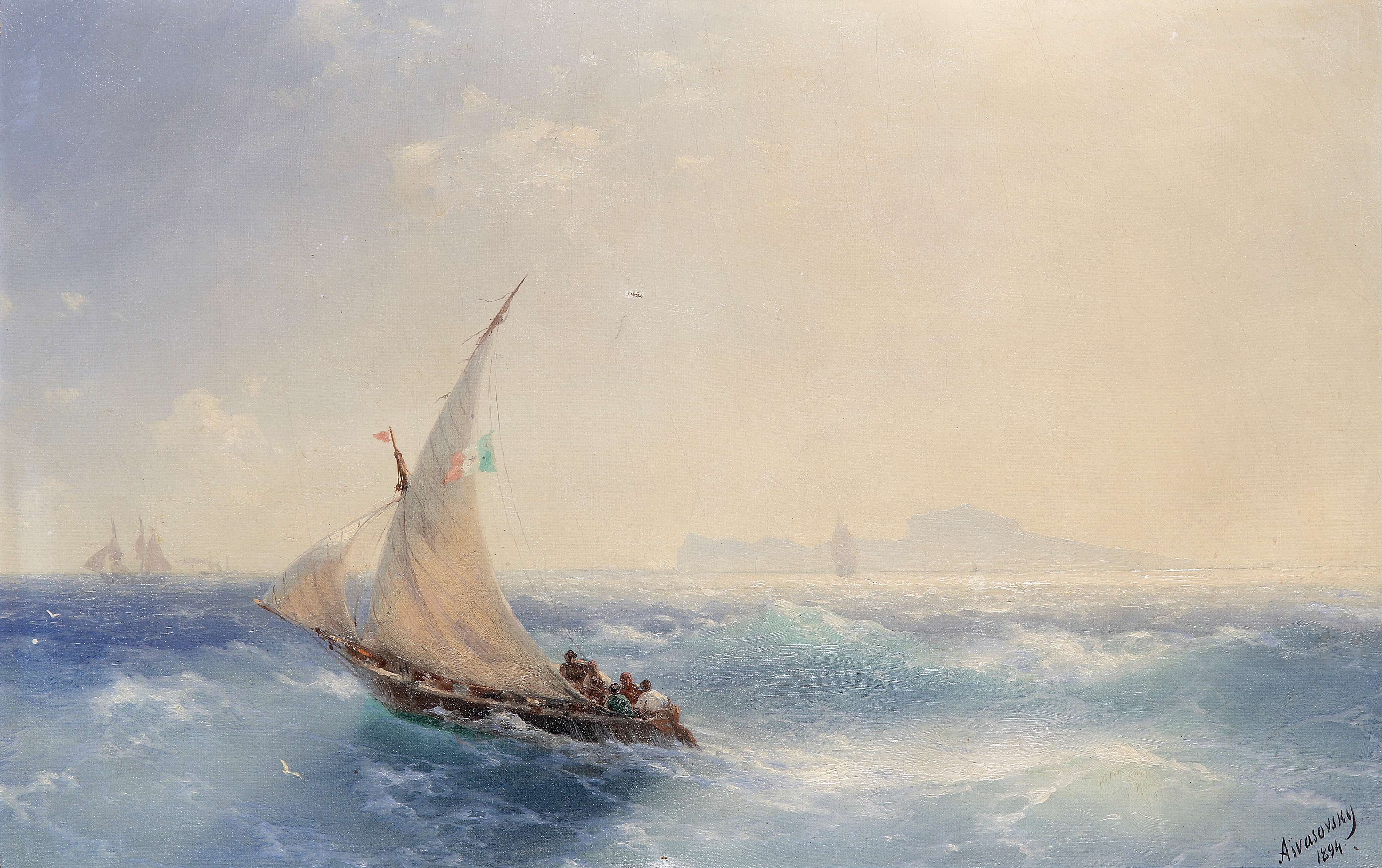 Shipping off the Island of Ischia by Ivan Aivazovsky HD Wallpaper