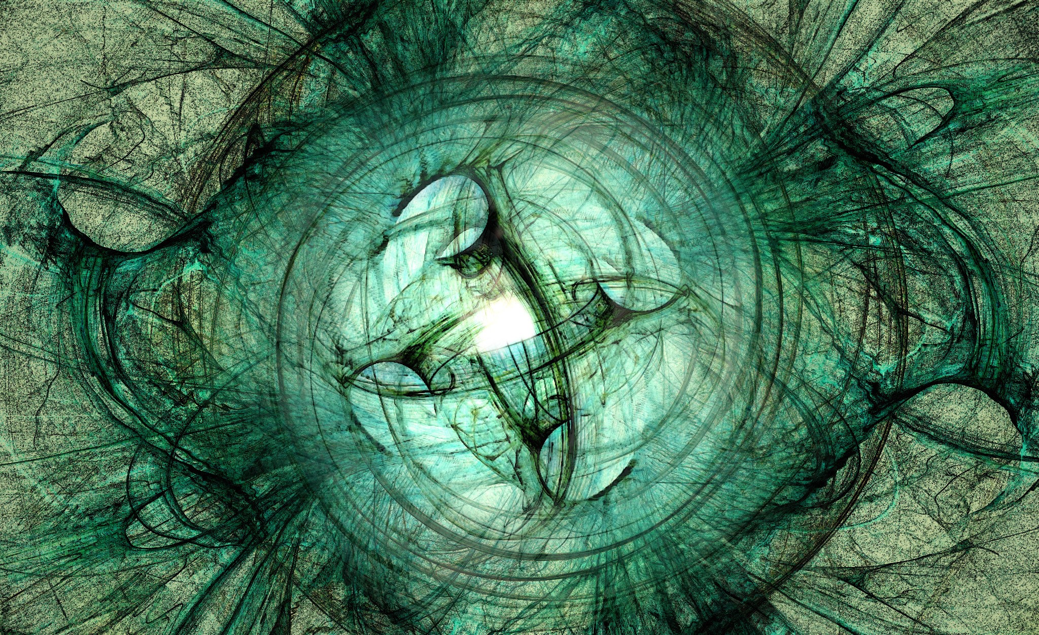 Abstract green and black fractal art HD Wallpaper