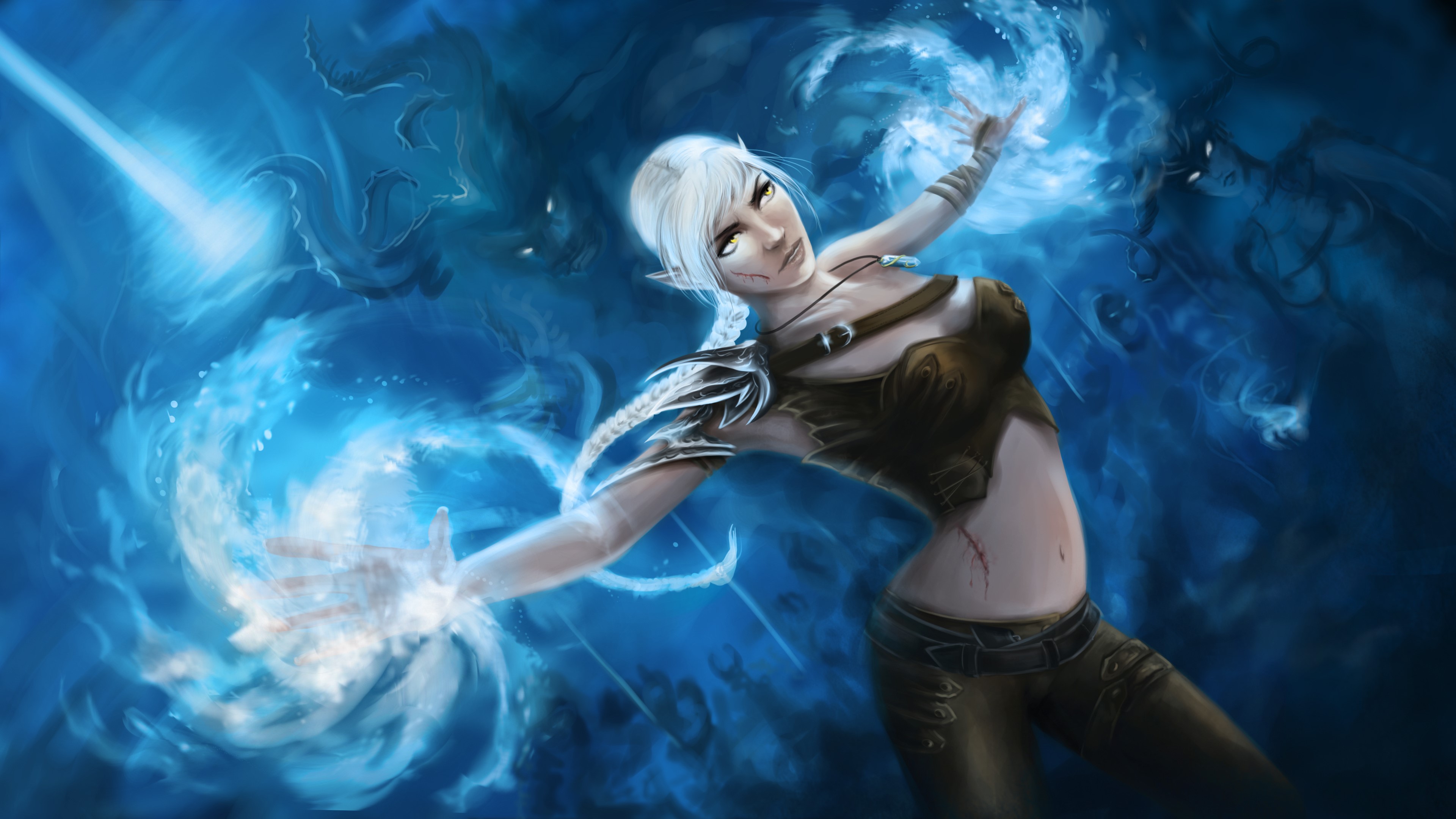 Elf casting magic from Dragon Age HD Wallpaper
