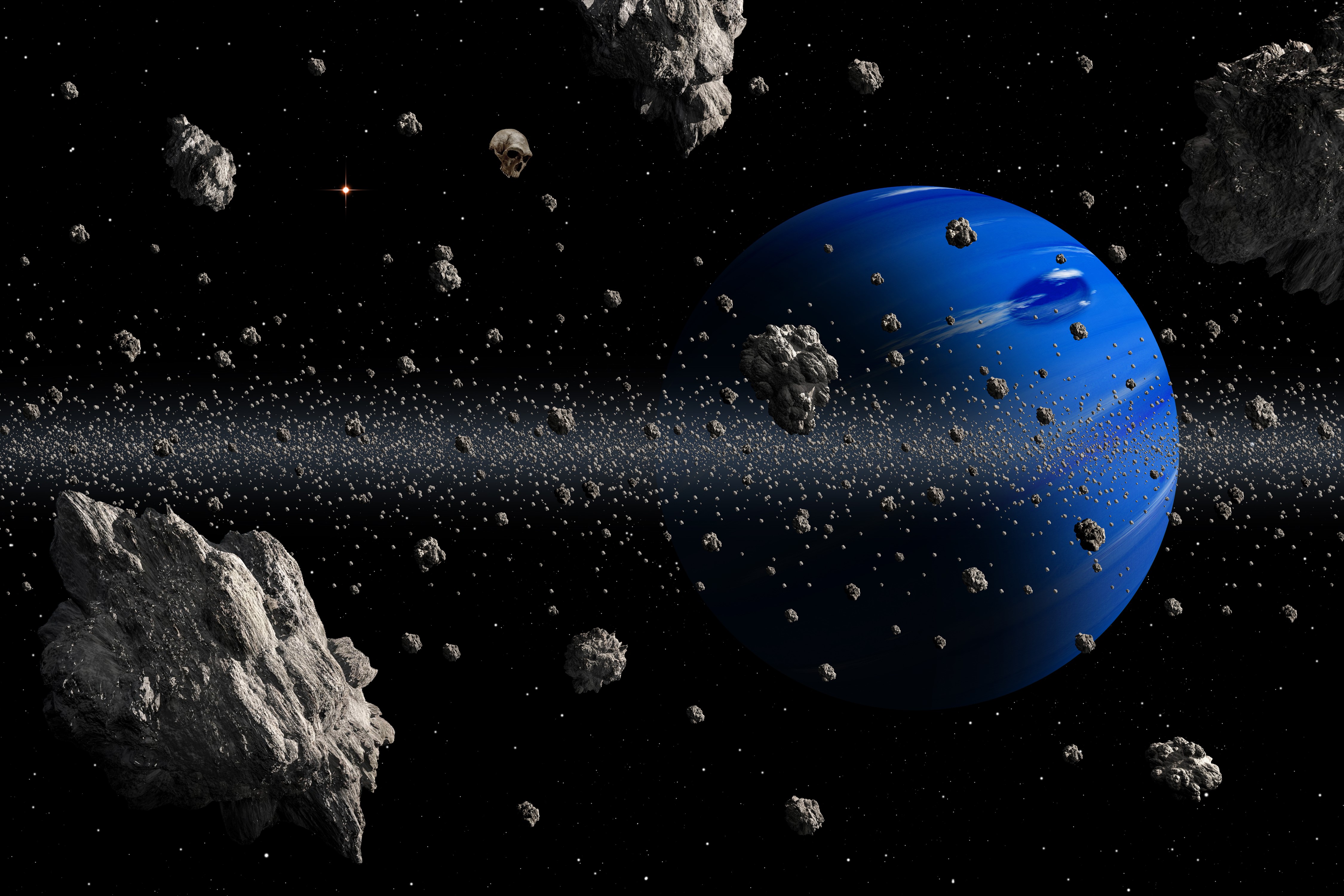 4K Asteroids and Planets in Space HD Wallpaper