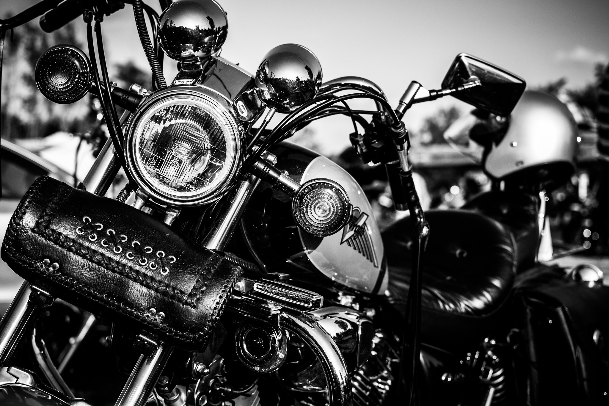 Harley-Davidson motorcycle with helmet HD Wallpaper