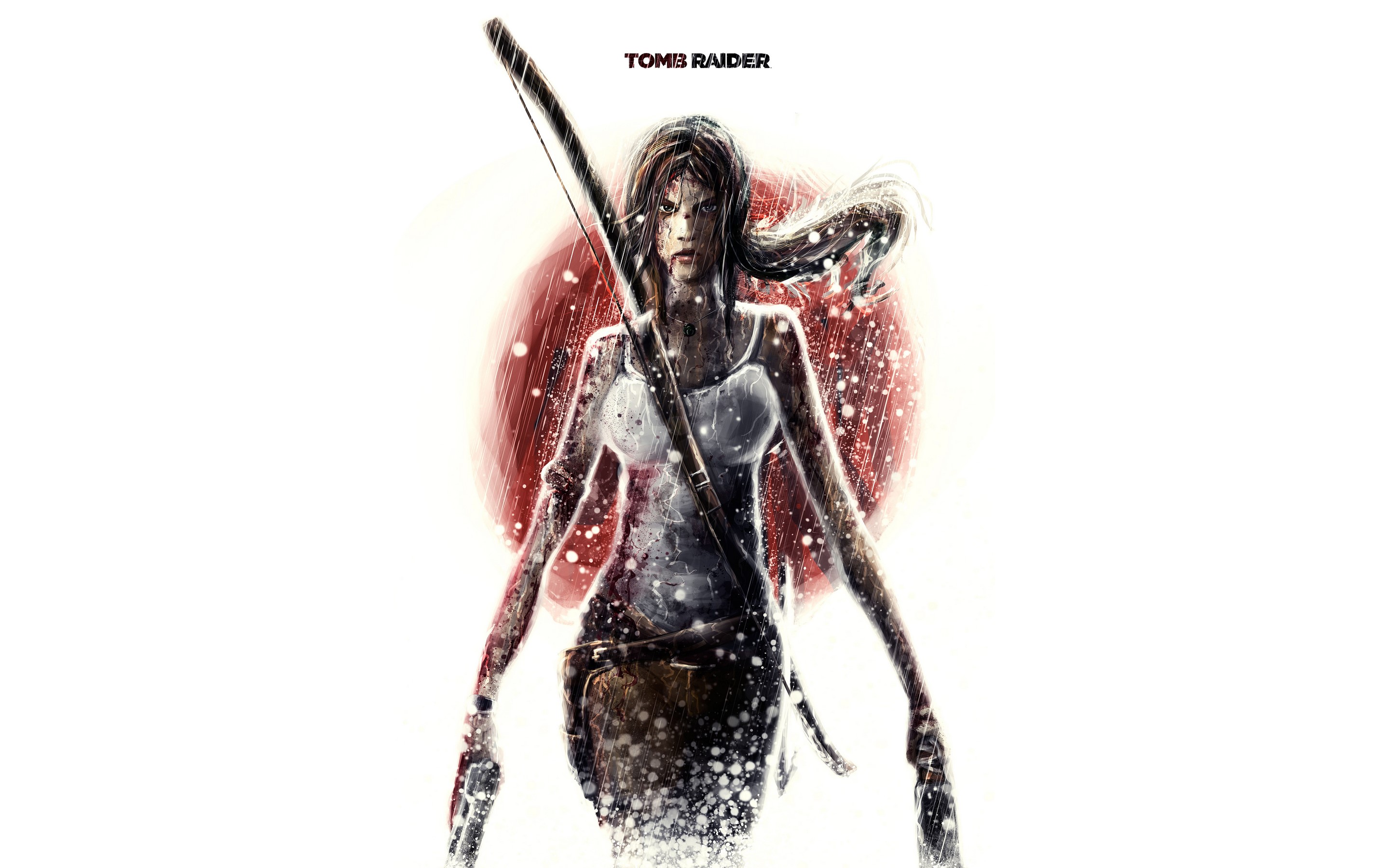 Lara Croft from Tomb Raider with bow and pistols HD Wallpaper