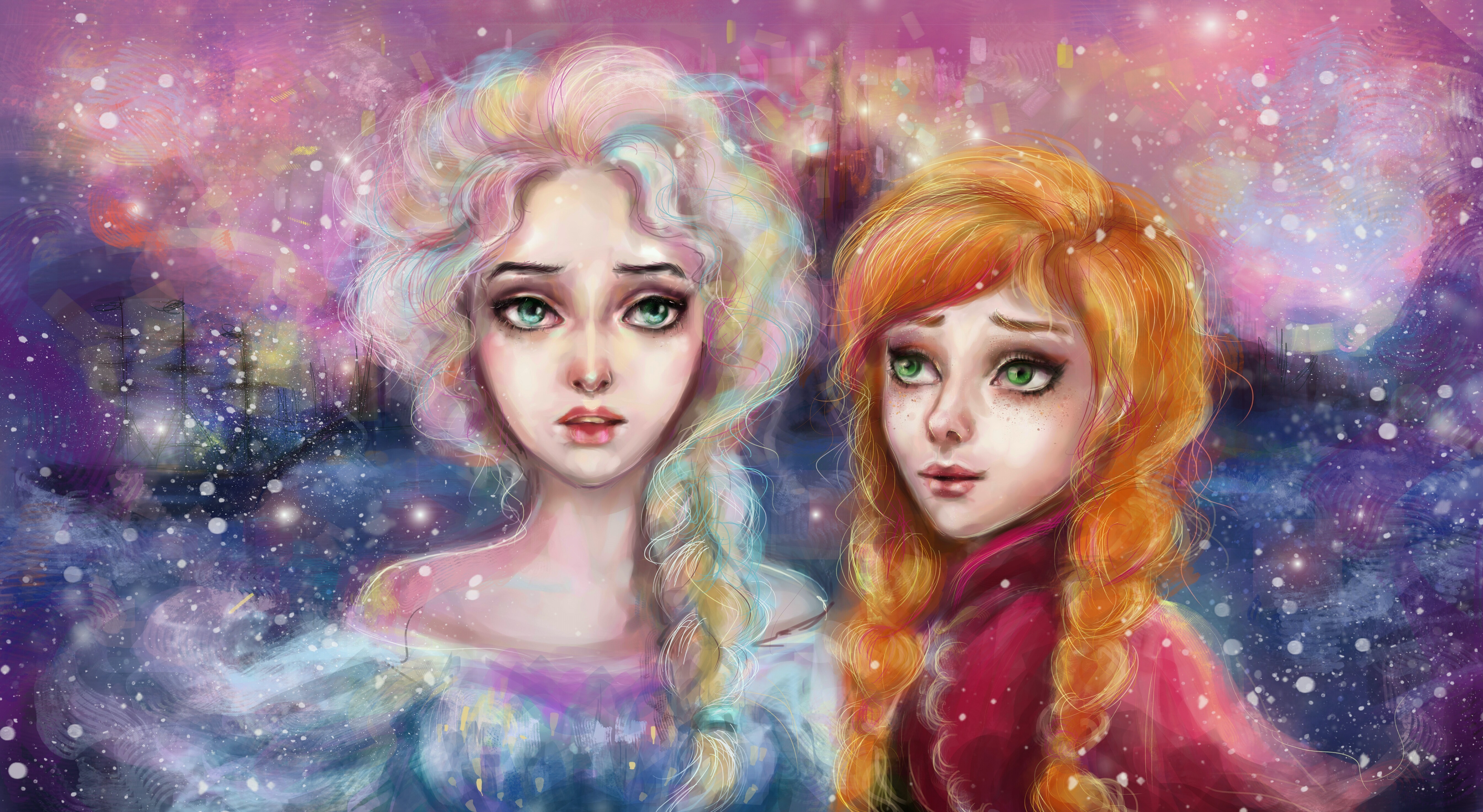 Elsa and Anna from Frozen HD Wallpaper