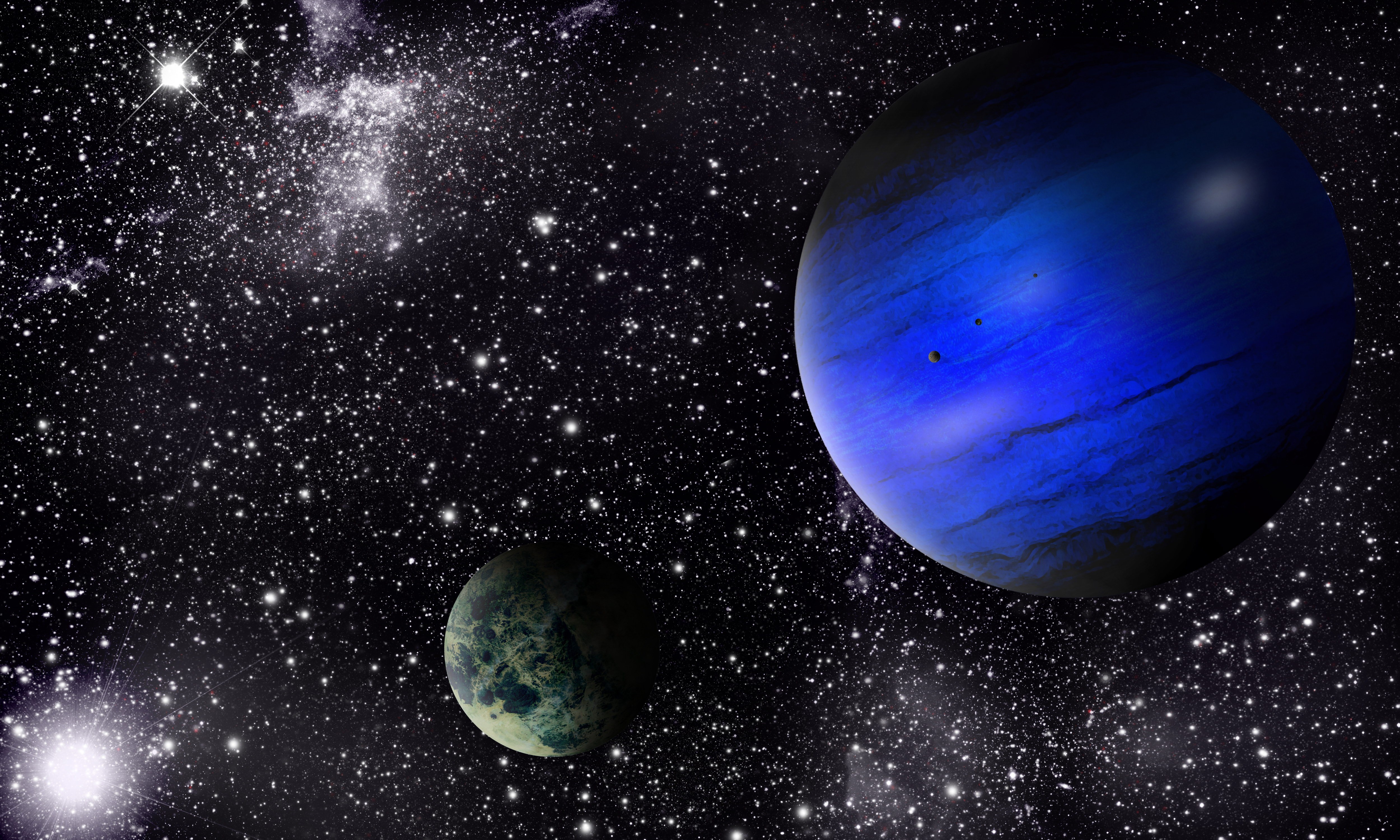 Planets and stars in deep space HD Wallpaper